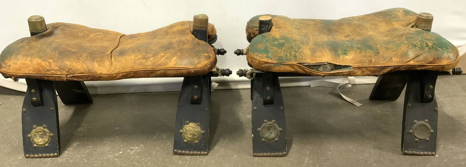 Pair Antique Camel Saddle Stools (1 of 10)