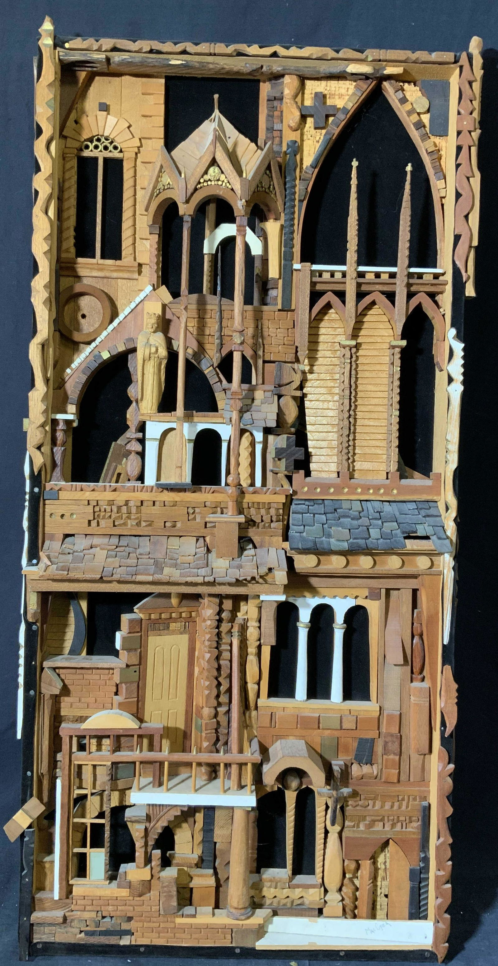 Signed MacCred Hand Carved Wood Structure (1 of 10)