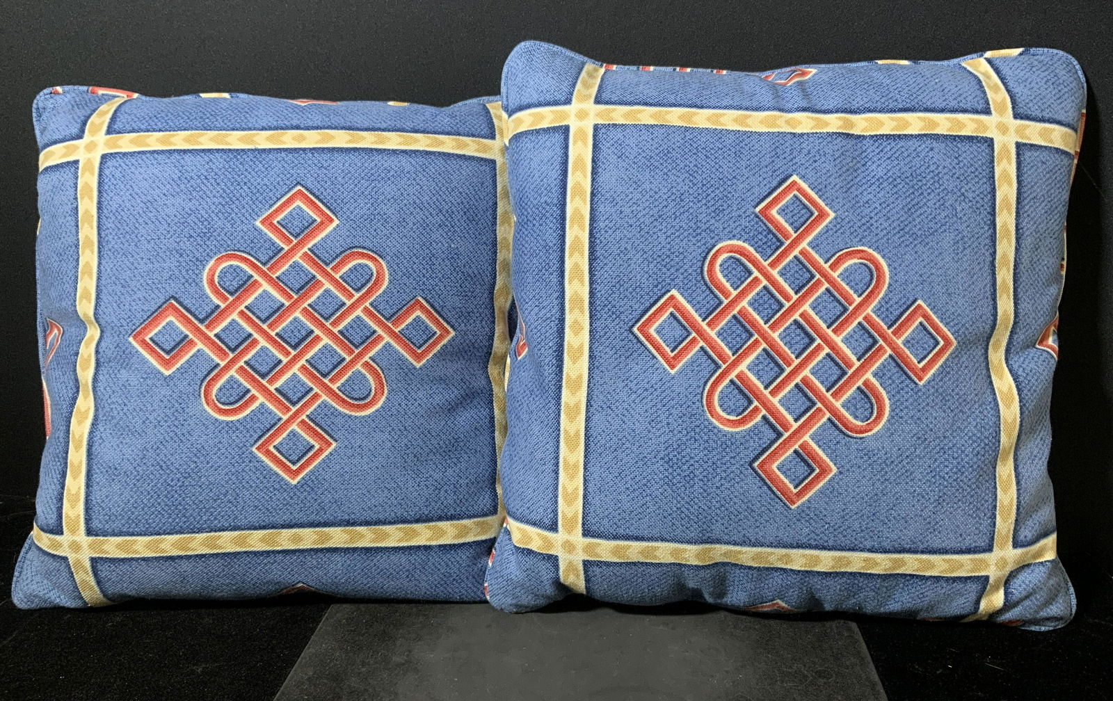 Pair Red, Gold & Blue Throw Pillows (1 of 5)