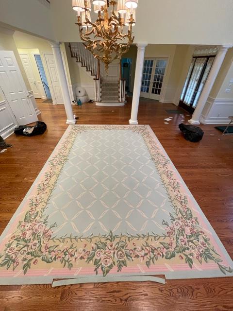 Large Blue Rug W Floral Pattern (1 of 13)