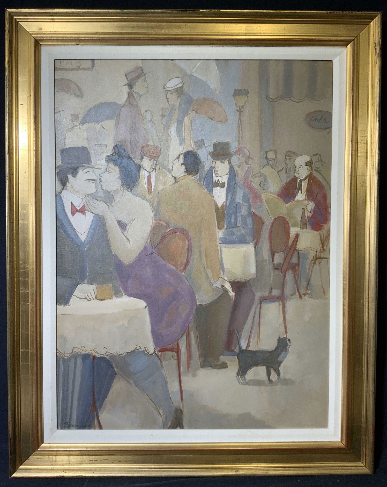 Signed Daytime Cafe Acrylic on Canvas (1 of 11)