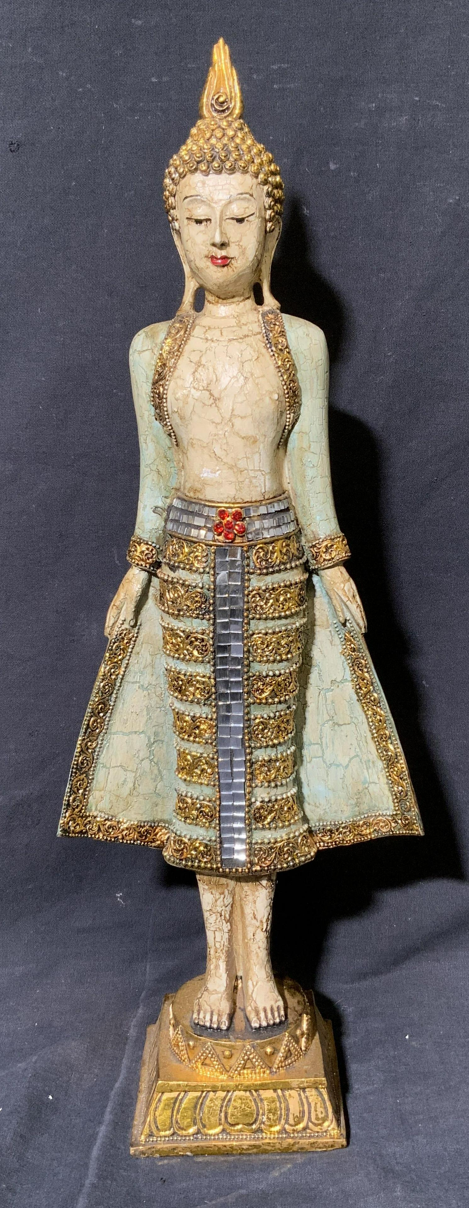 Mixed Media Buddhist Figural Statue (1 of 8)