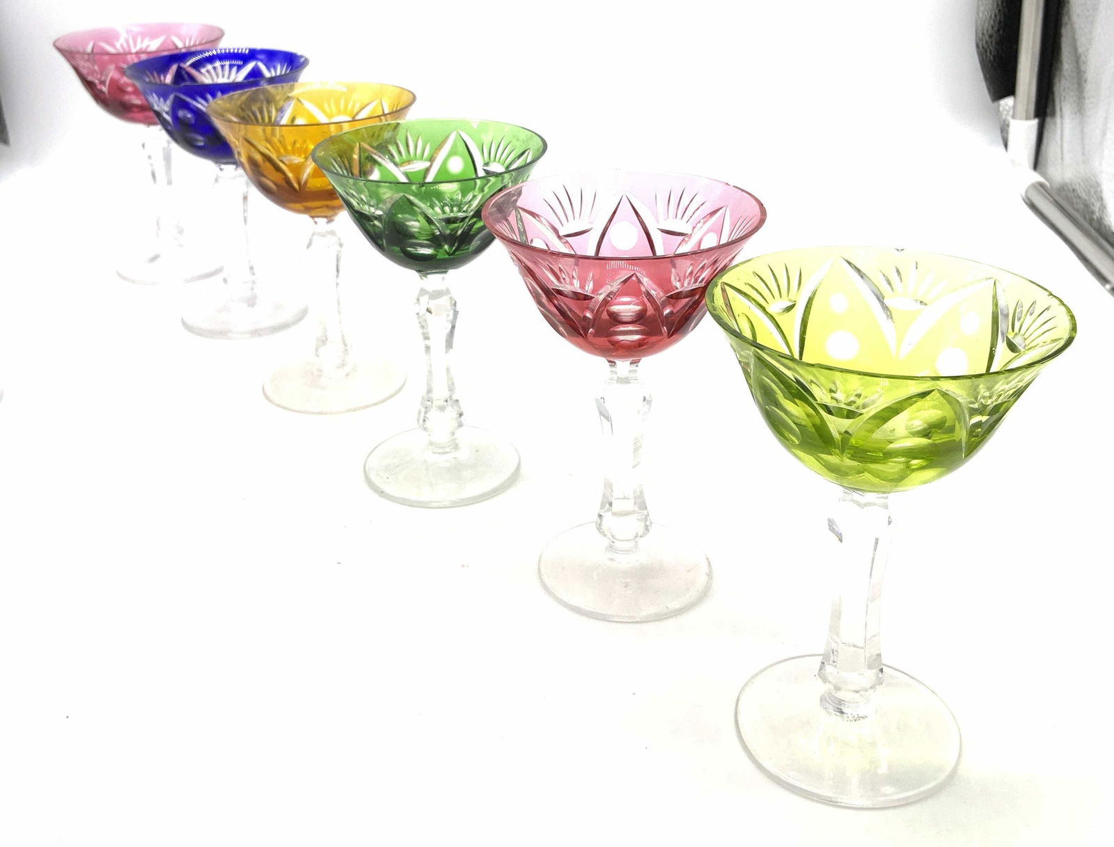 Multi Colored Bohemian Cut Crystal Glasses 10 (1 of 8)