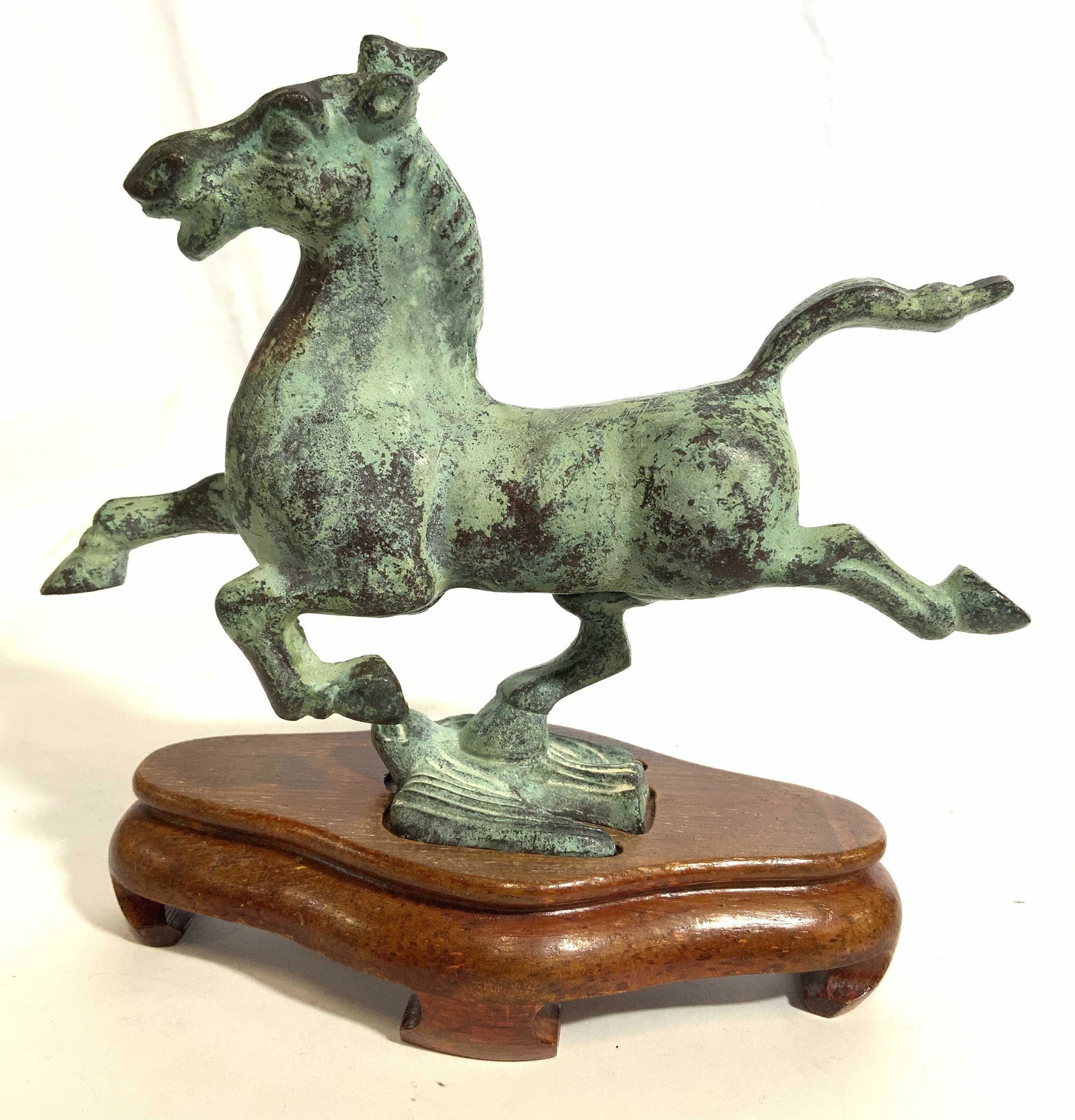 Patina Bronze Horse Figure On Wooden Stand (1 of 10)