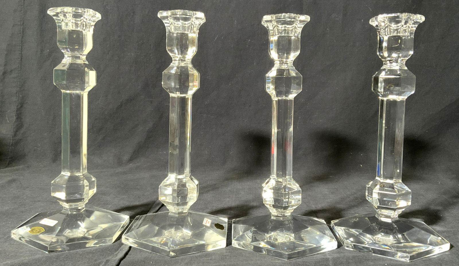 Set 4 VAL ST LAMBERT Crystal Candlesticks In Box (1 of 10)