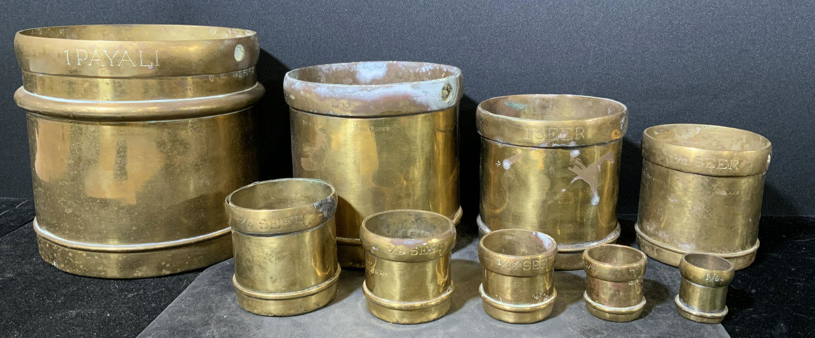 Group Lot 9 Vintage Brass Measuring Cups (1 of 10)