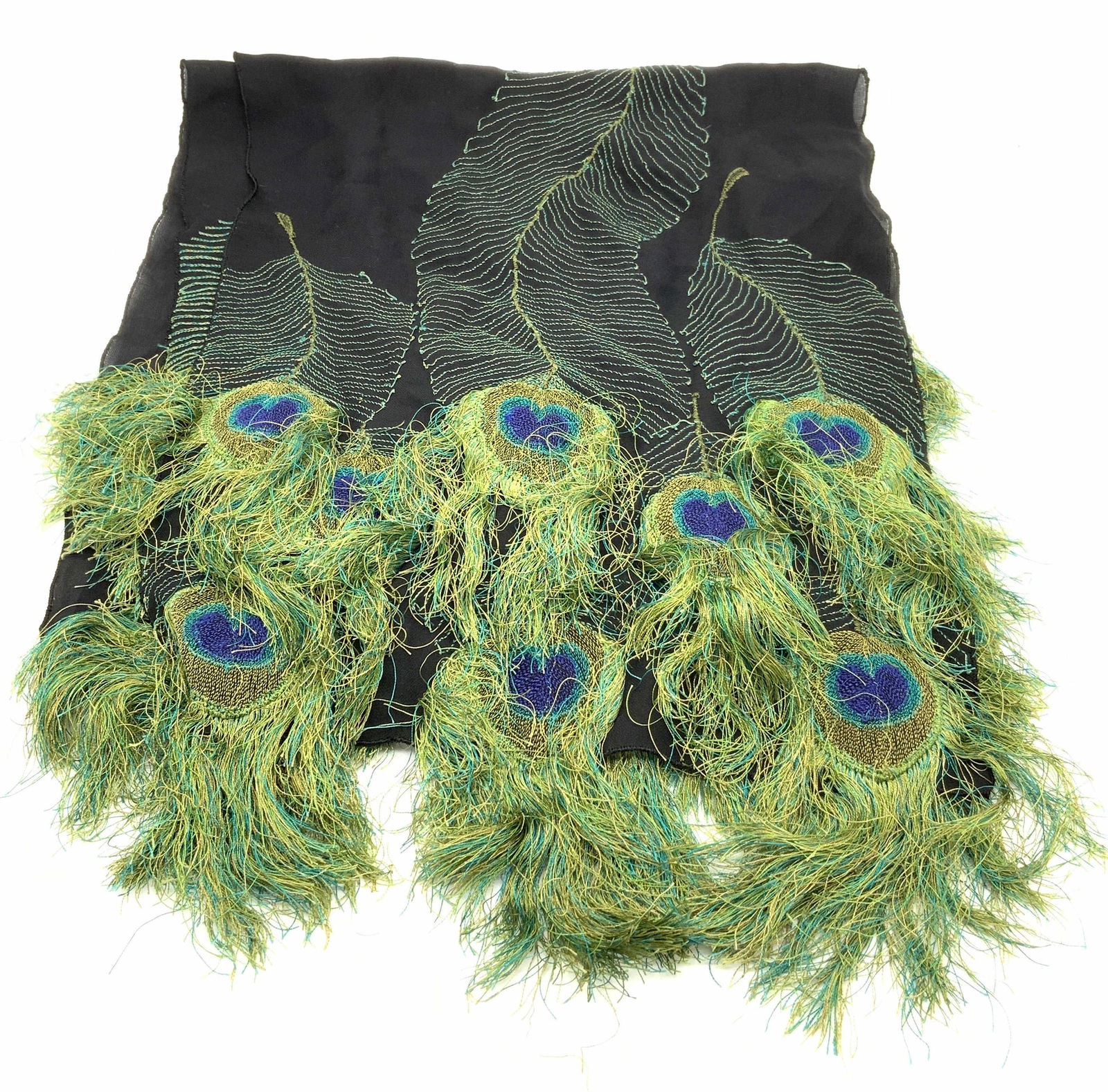 FLYING FIG Peacock Silk Scarf, India (1 of 12)