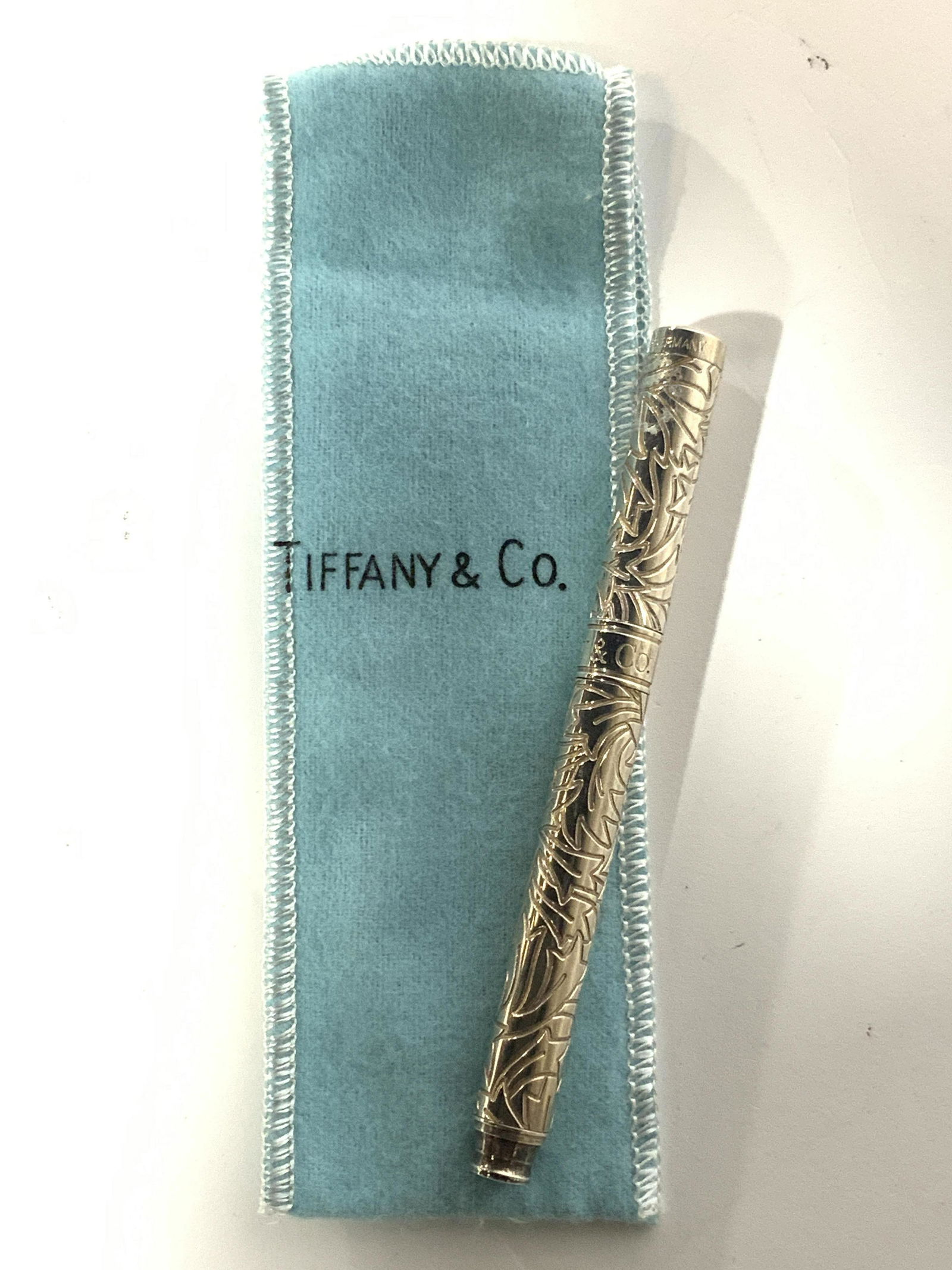 TIFFANY & CO Etched Sterling Silver Pen W Dust Bag (1 of 12)