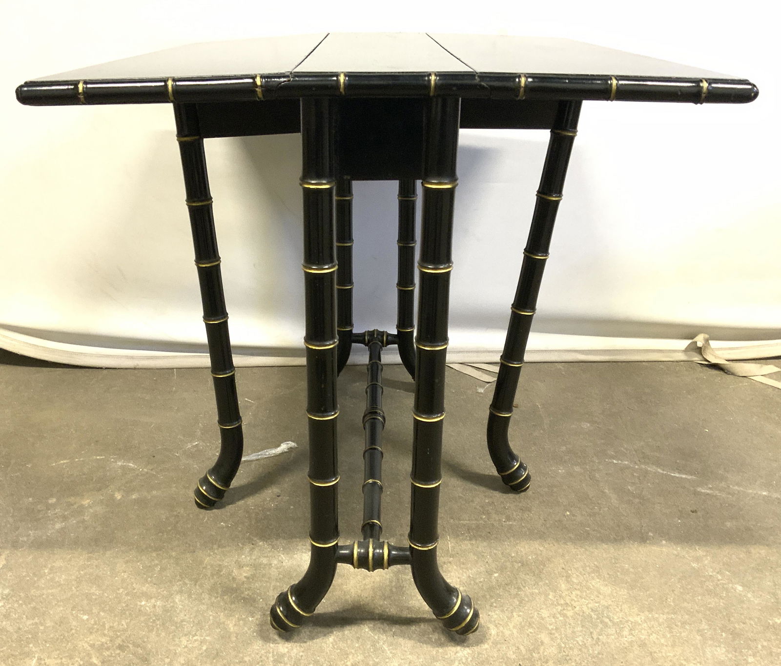 Asian Bamboo Style Lacquered Drop Leaf Table (1 of 10)