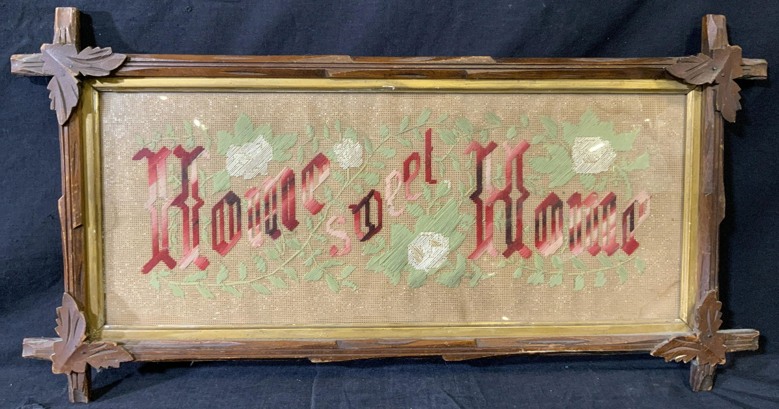Home Sweet Home Embroidery with Tramp Art Frame (1 of 8)
