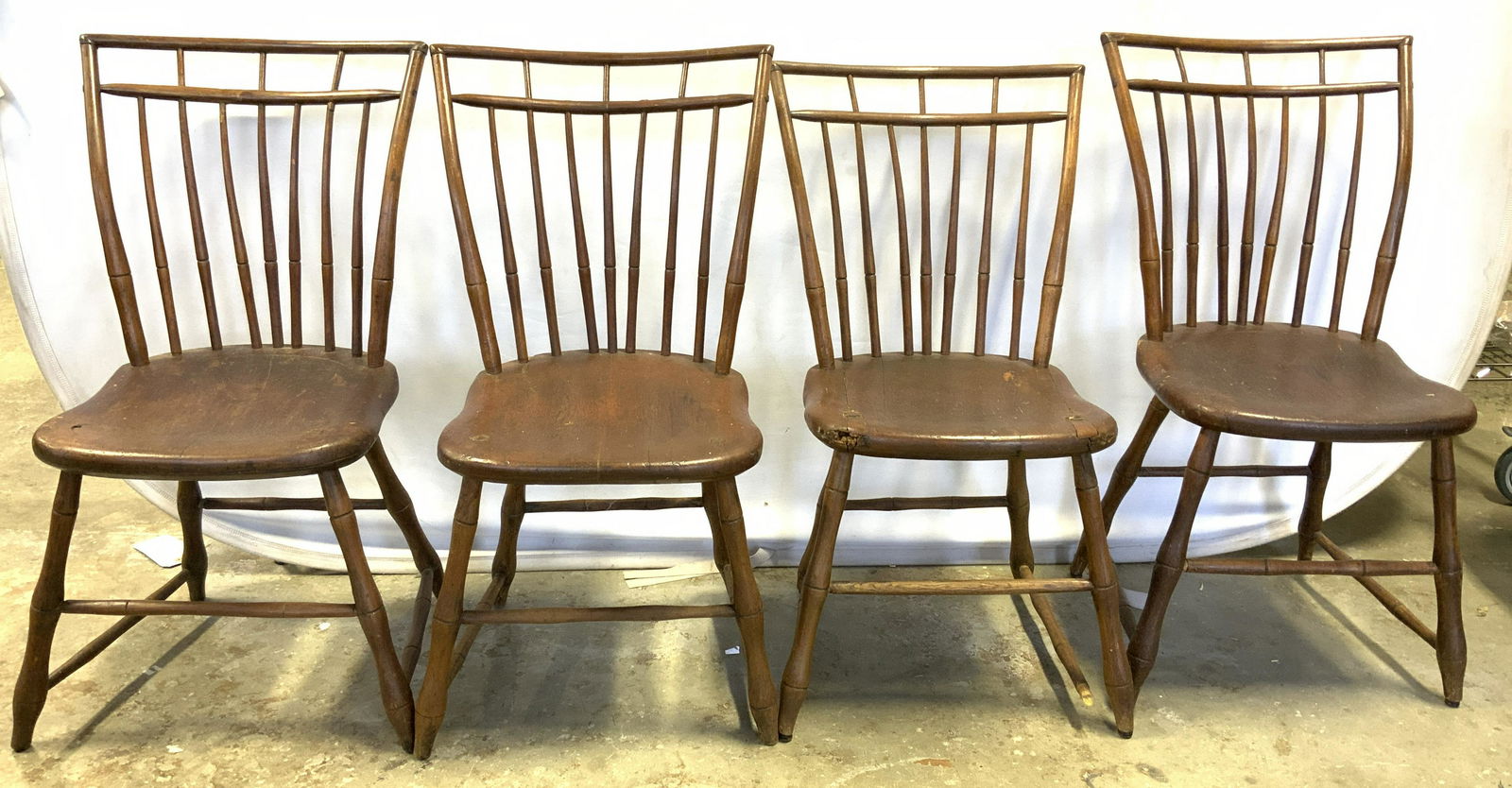 Set 4 Antique Wooden Side Chairs (1 of 11)