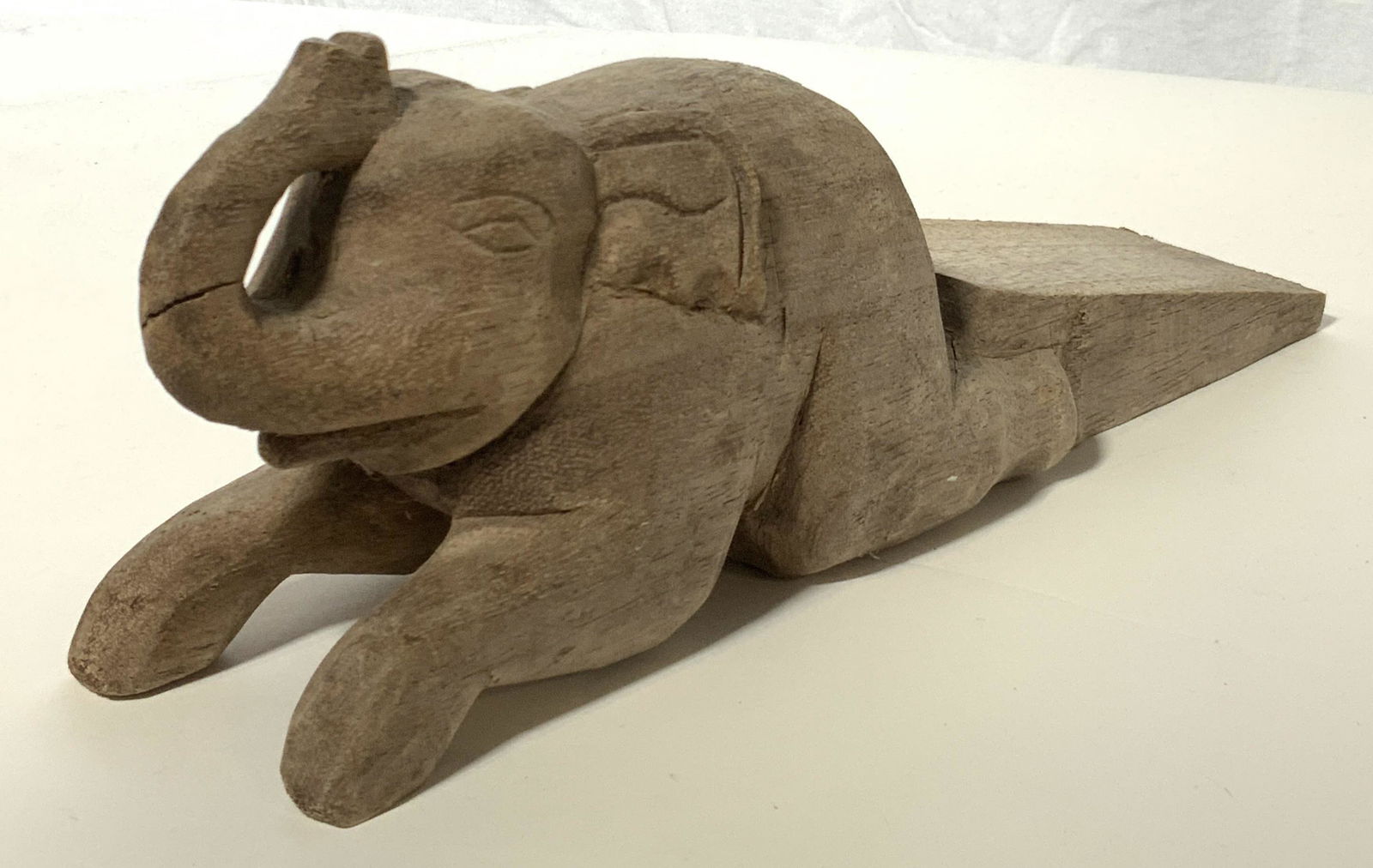 Vintage Hand Carved Wood Elephant Doorstop (1 of 12)