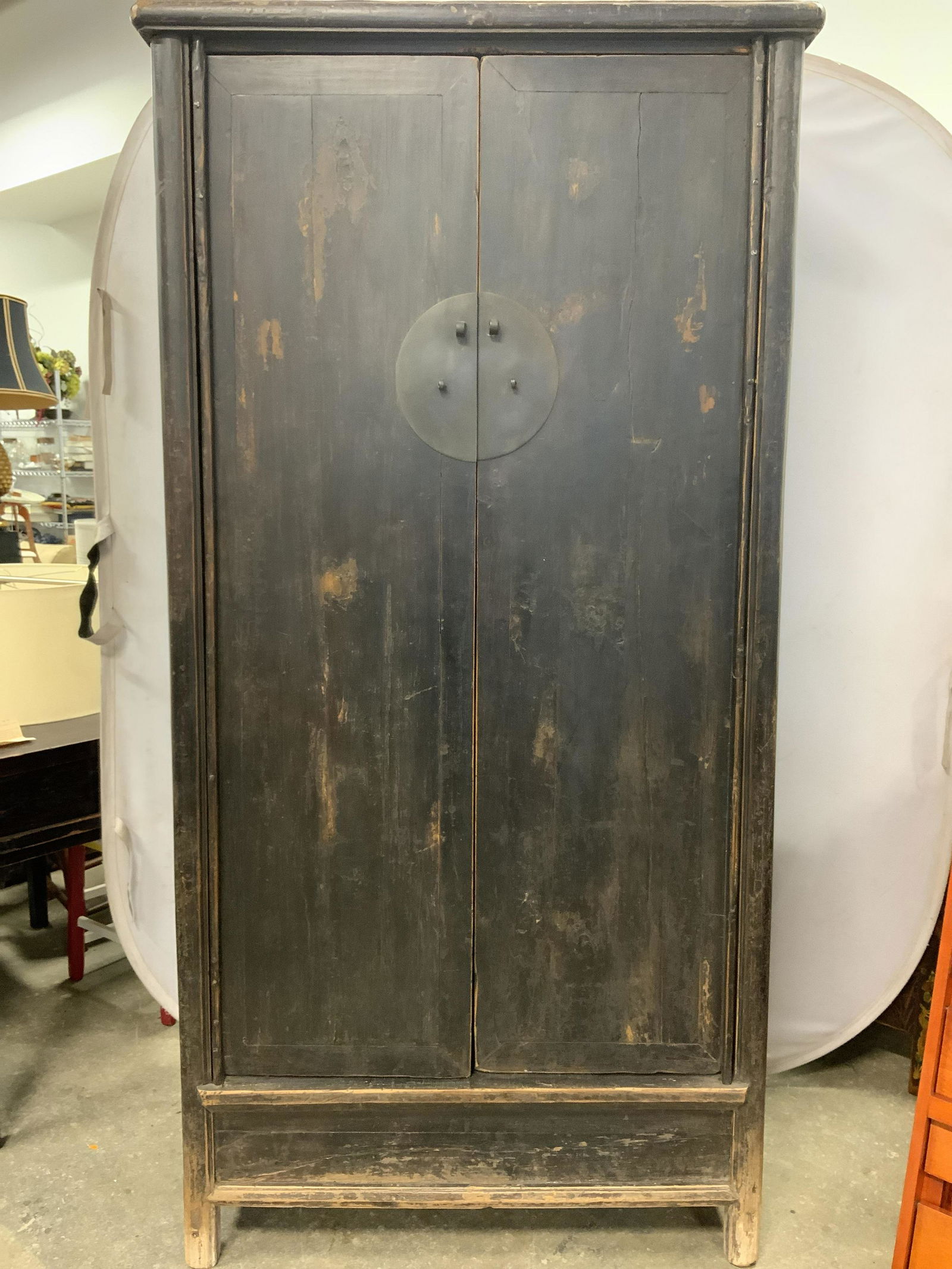 Antique Wooden Asian Cabinet W 2 Shelves (1 of 10)