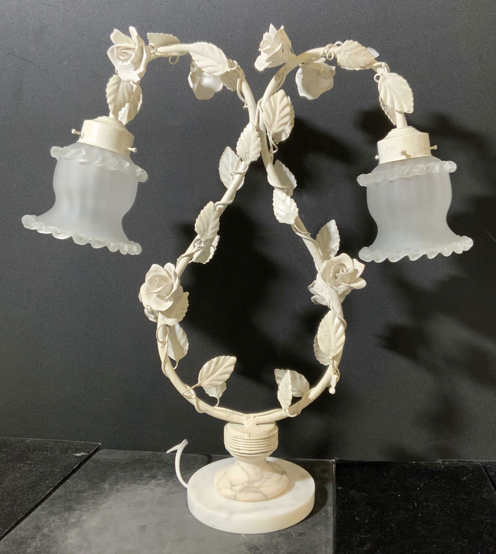 Scrolled Metal Tabletop Lamp, Italy (1 of 13)