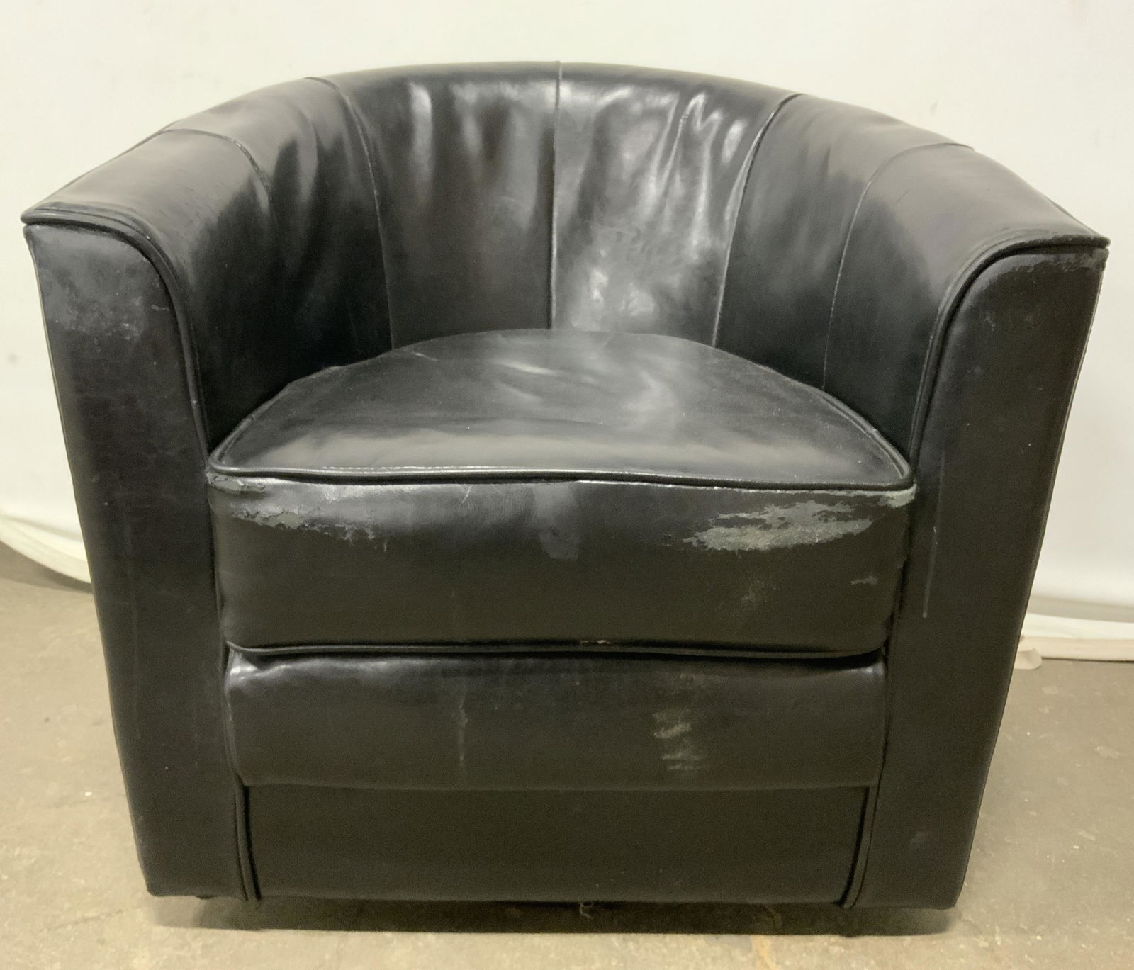 Black Leather Horseshoe Armchair Club Chair (1 of 10)