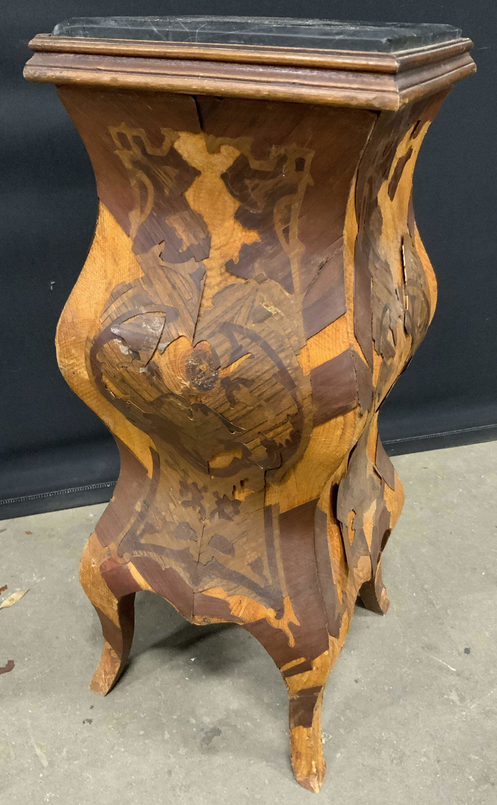Antique Marble Top Inlaid Wooden Display Stand (1 of 15)