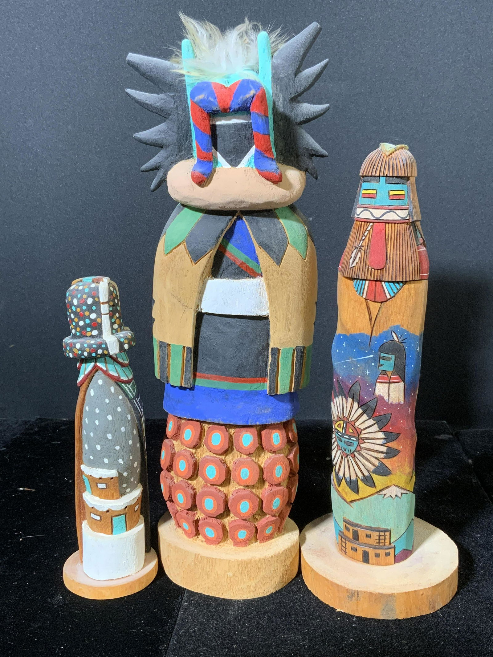 Lot 3 Carved Wooden Native American Katchina Dolls (1 of 8)