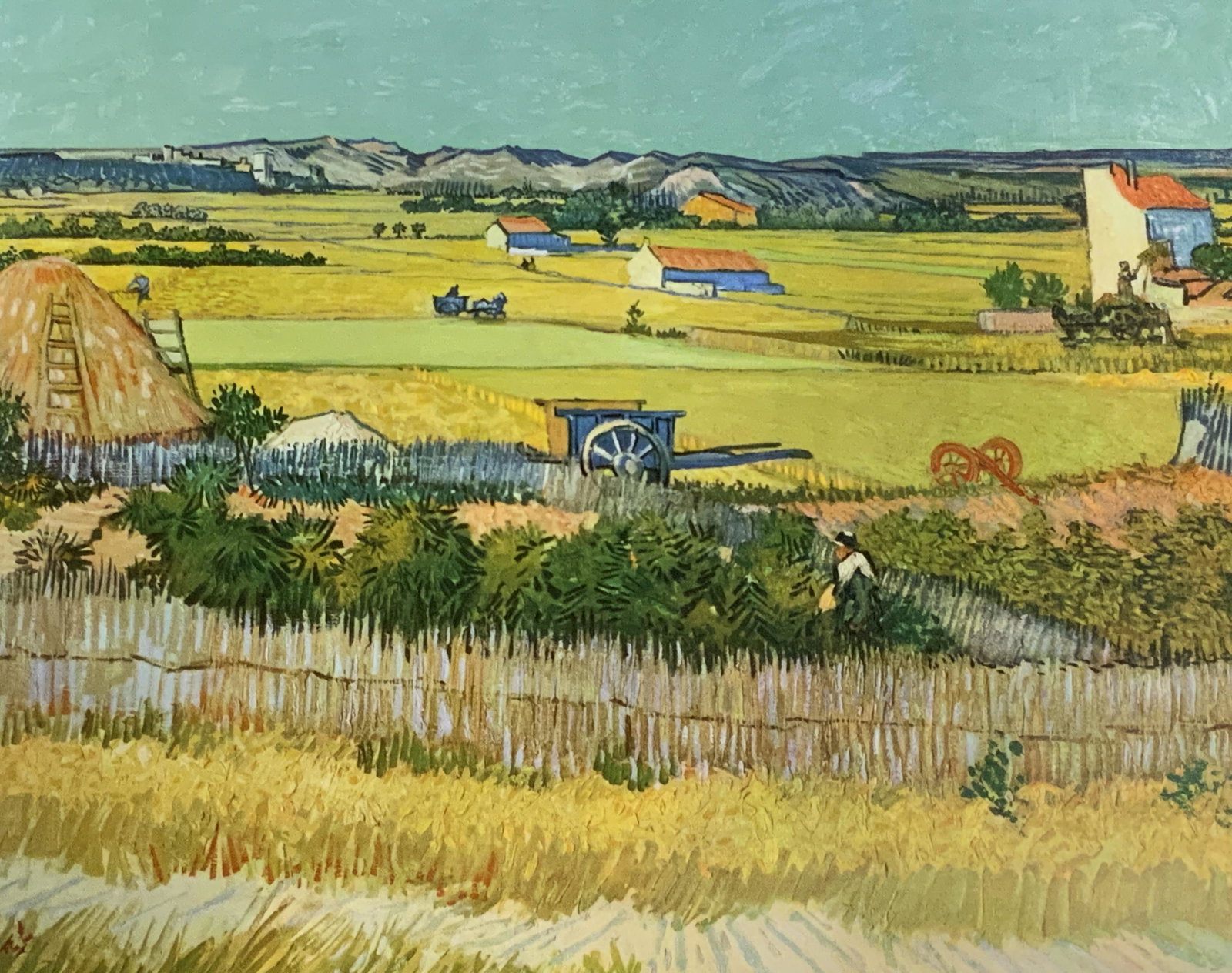 VINCENT VAN GOHG The Harvest Fine Art Print: VINCENT VAN GOHG The Harvest Fine Art Print, inscriptions to lower left read ‘de oogst’, indications to lower right read ‘printed in Netherlands’, subject a landscape during harvest season sho