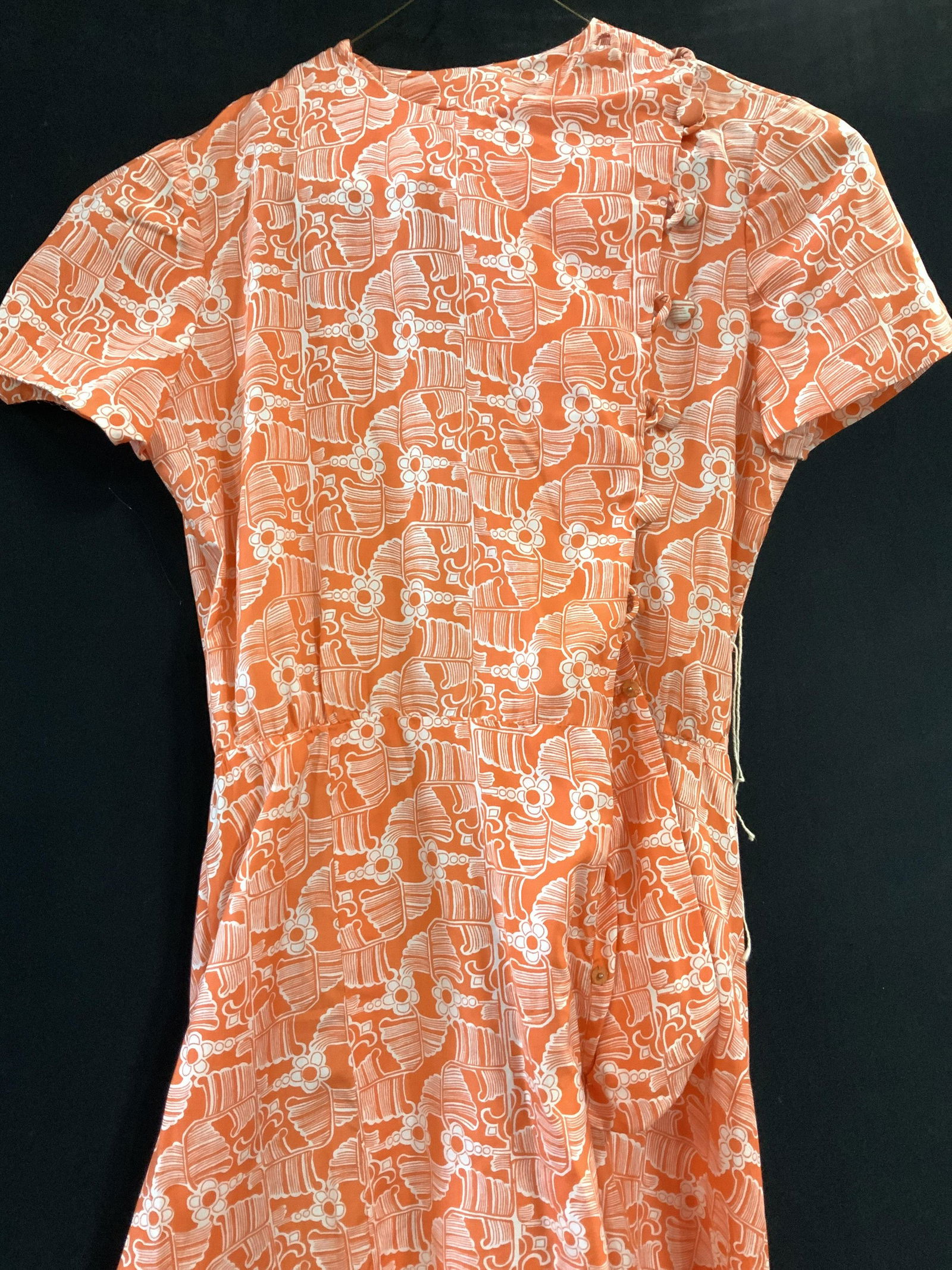 Vintage Orange Print Cotton Dress, mid century (1 of 7)
