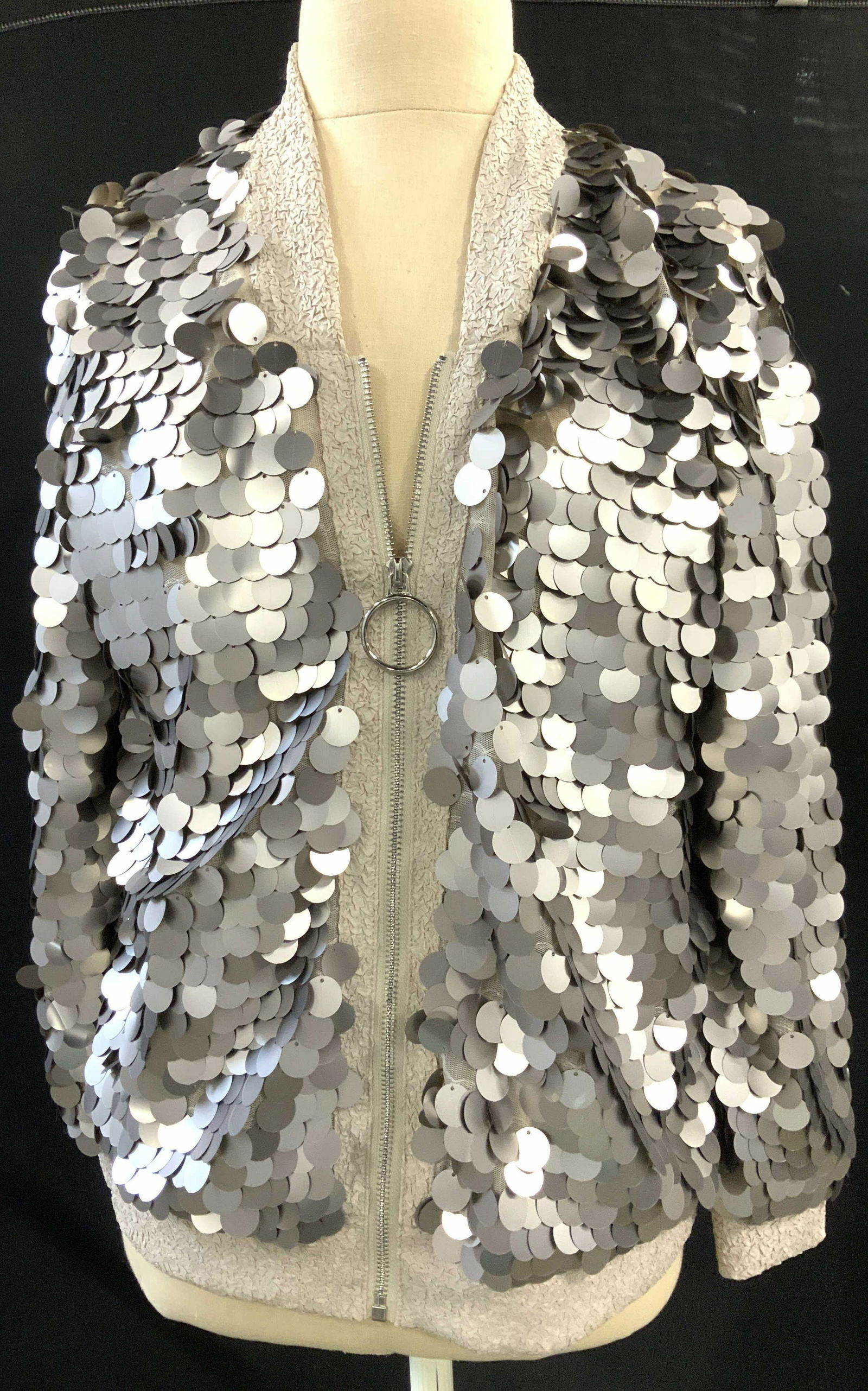 Large Cascading Silver Sequin Jacket (1 of 5)