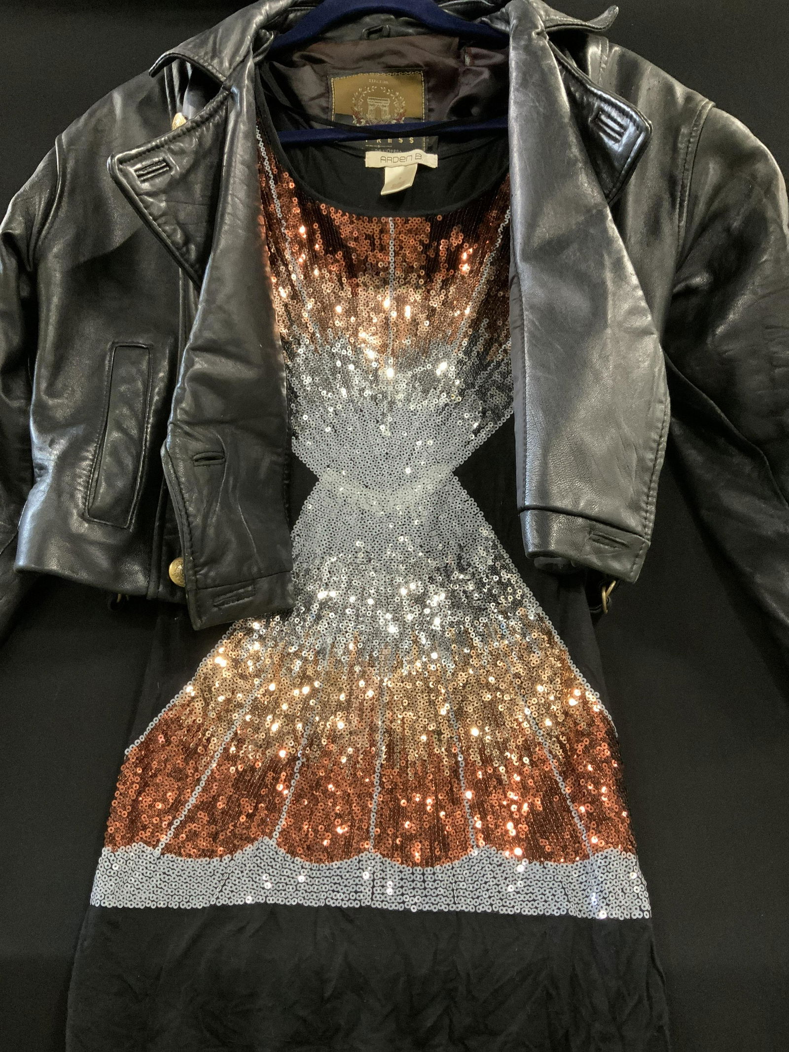 Express leather Jacket, Sequined Tank Top, Ladies (1 of 8)