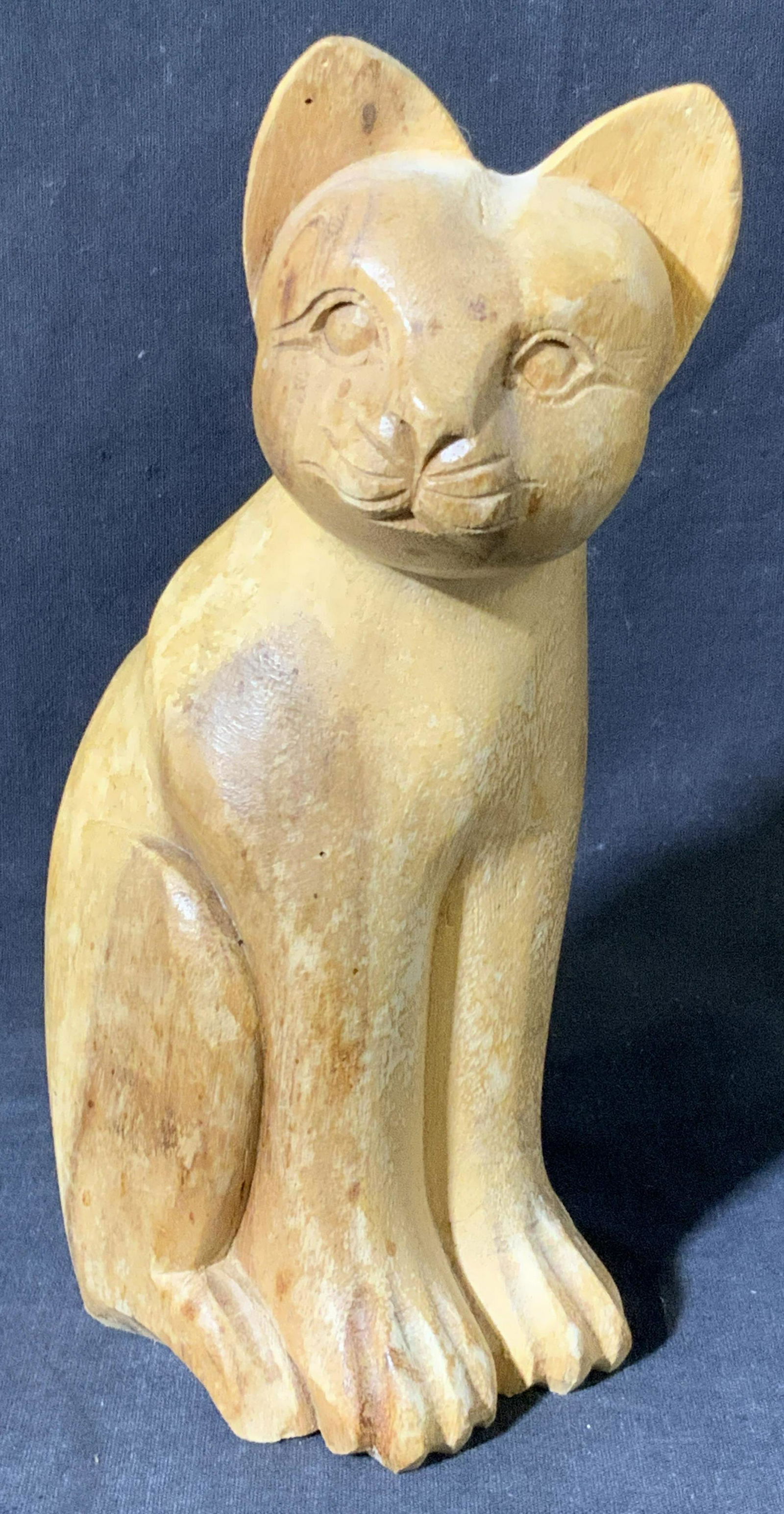 Vintage Hand Carved Wooden Folk Art Cat Statuary (1 of 9)