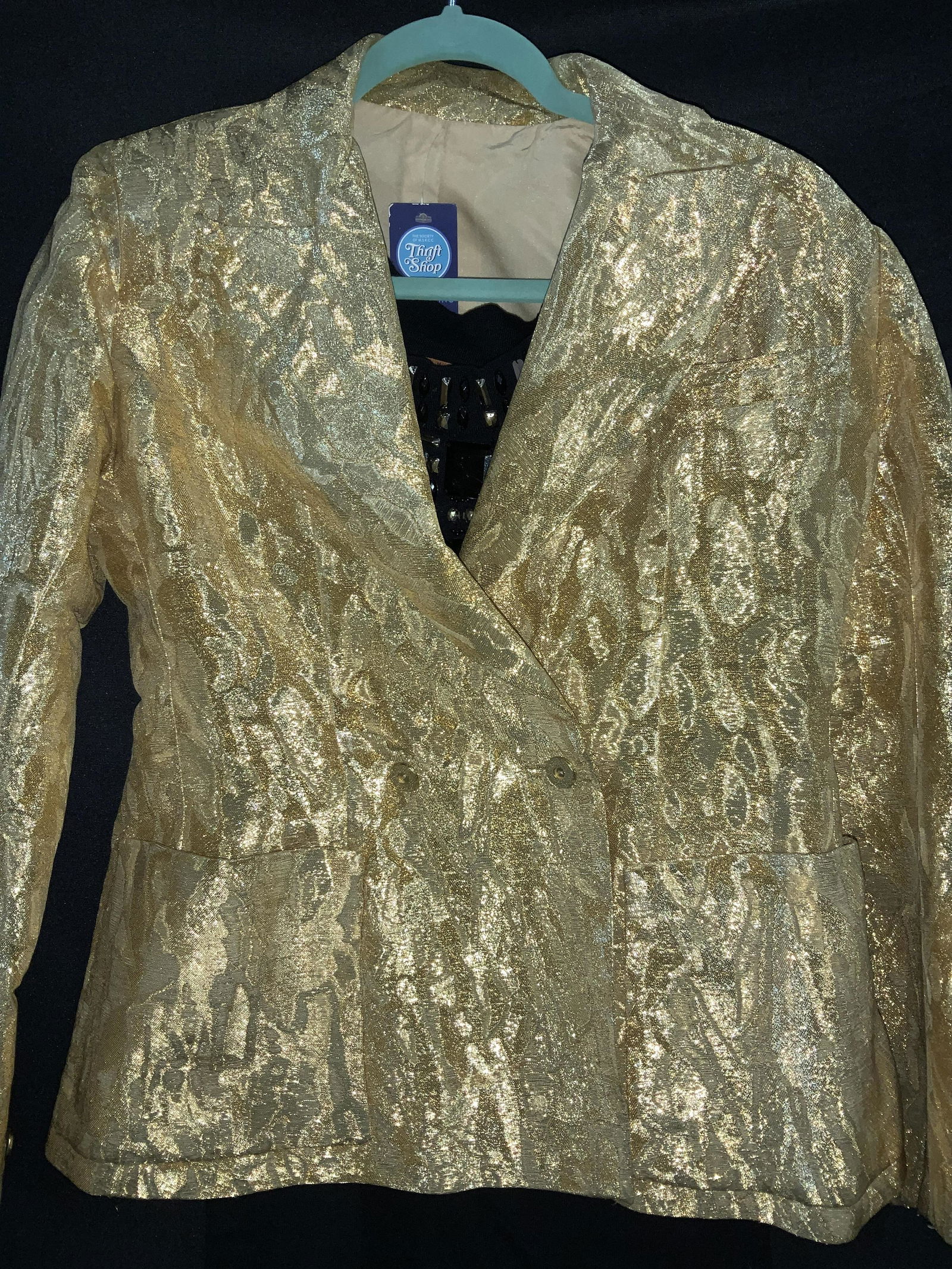 Metallic Gold Blazer, Knit Bedazzled Tank Top (1 of 5)