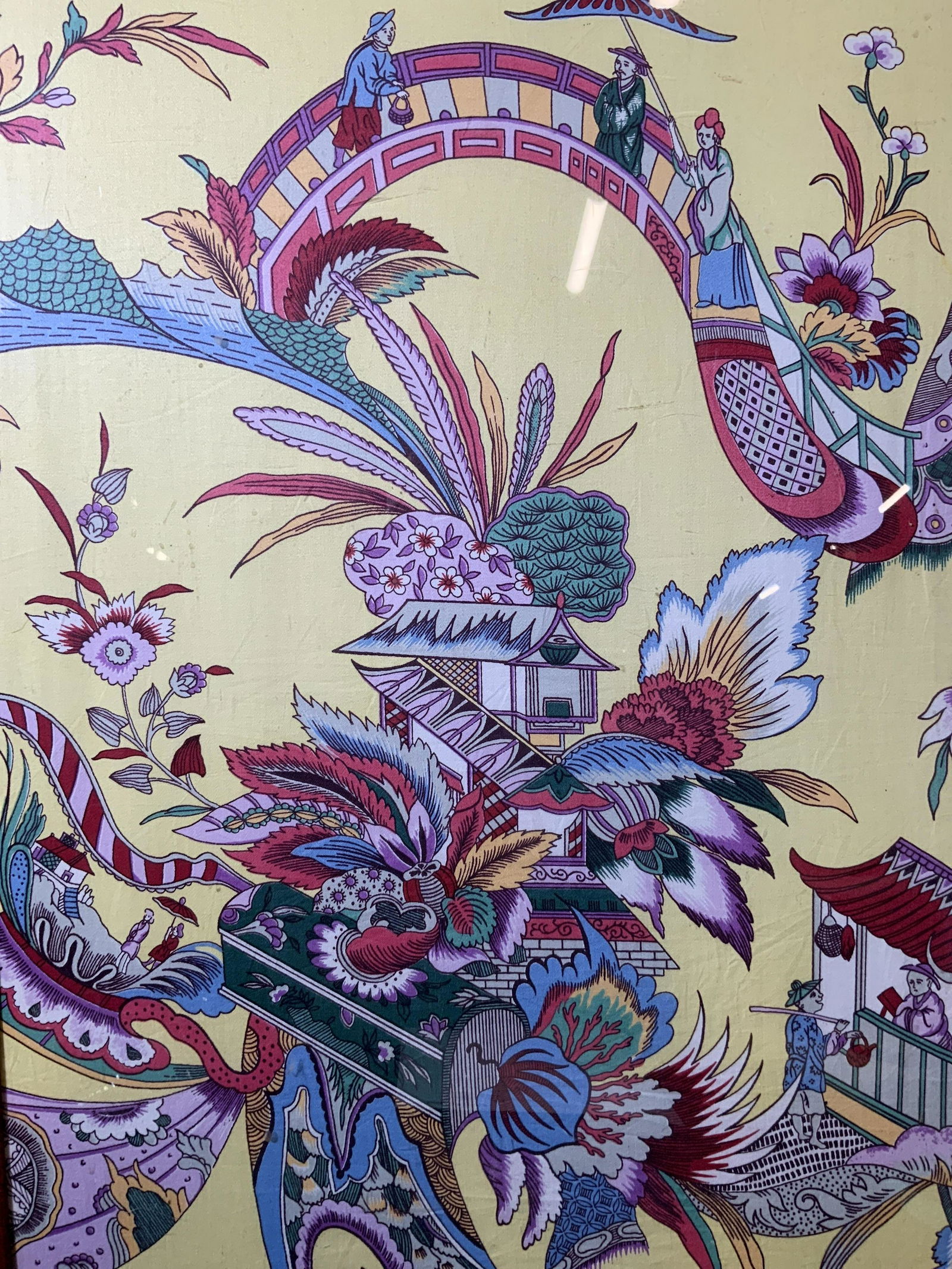 Eastern Asian Abstract Silkscreen on Fabric (1 of 9)