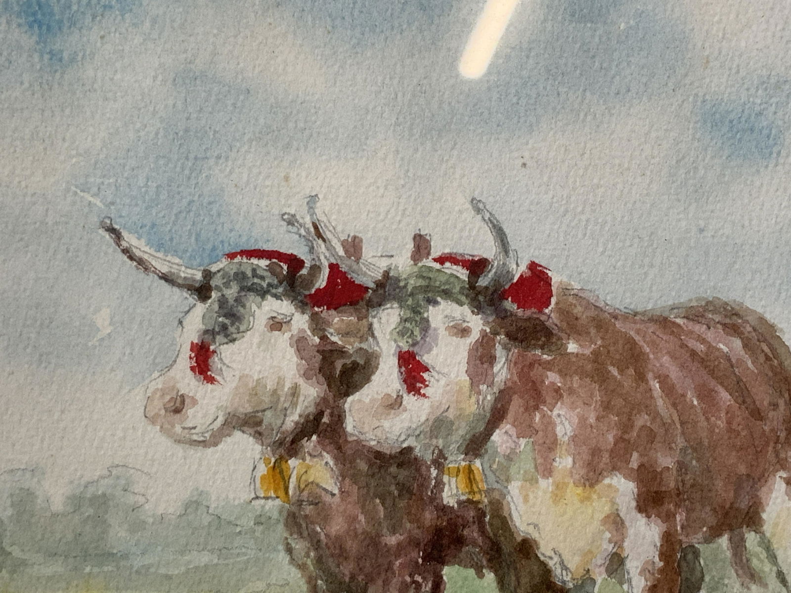 OWEN G. YOUNG Signed Watercolor of Cattle (1 of 7)