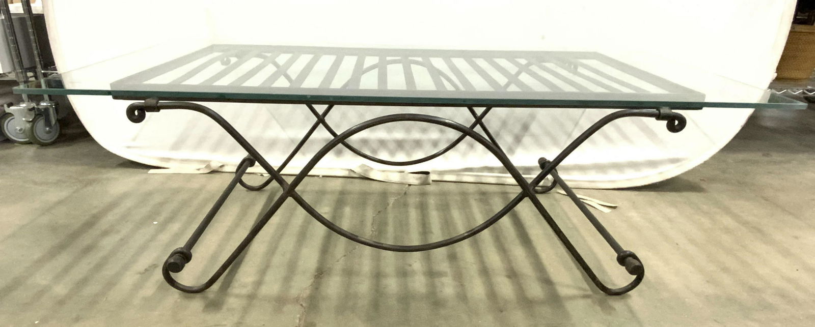Vintage Iron Base Coffee Table W Glass Top (1 of 7)