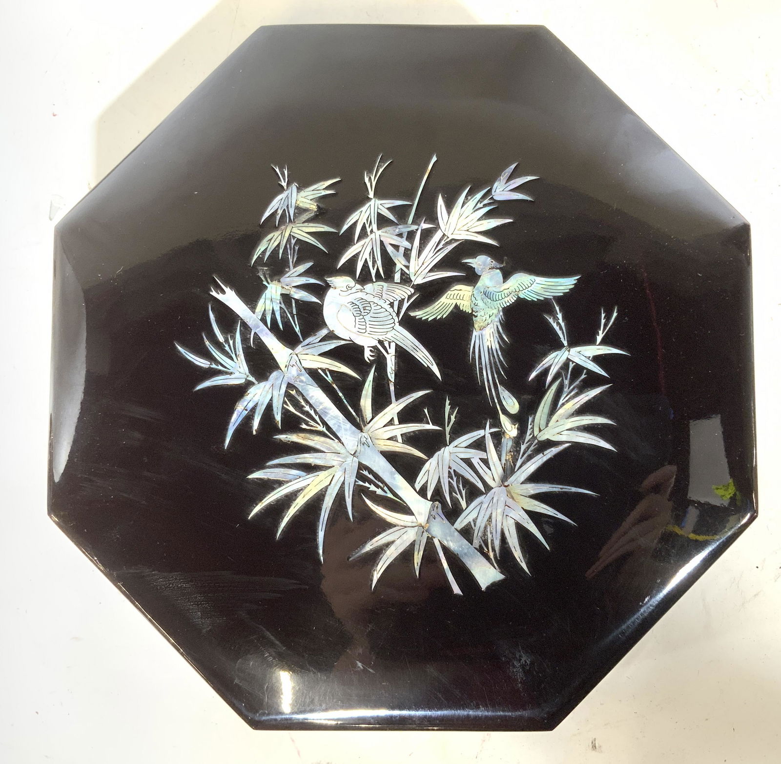 Lacquered Asian Wooden Box w Mother of Pearl Inlay (1 of 6)