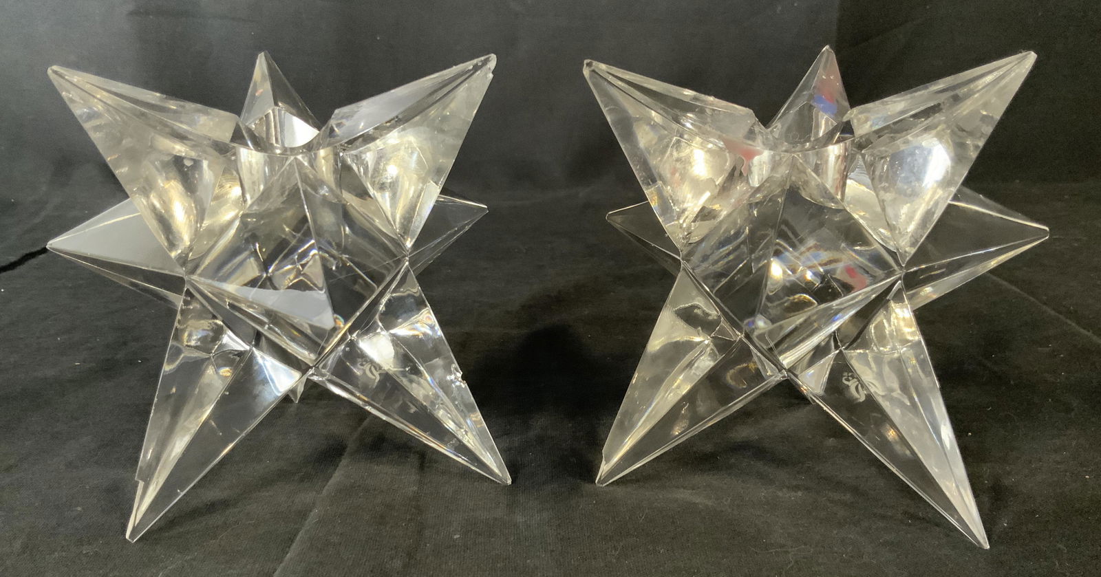 Pair Rosenthal Star Shaped Glass Candleholders (1 of 5)