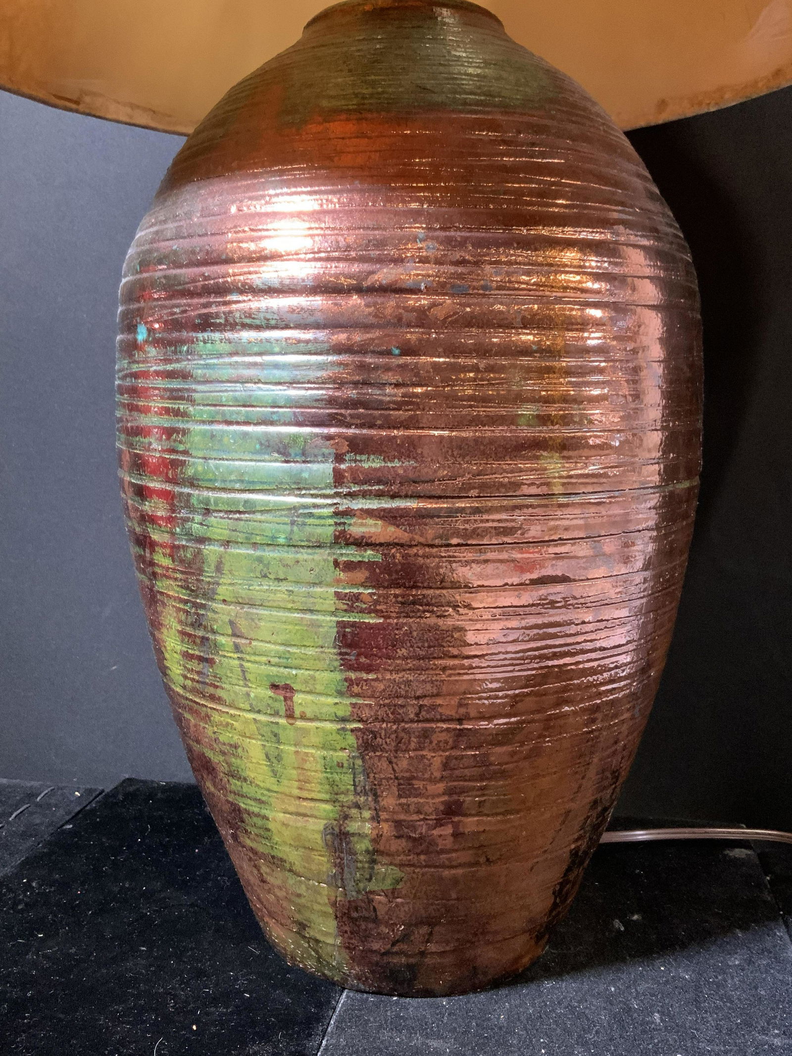 Copper Toned Ceramic Tabletop Lamp (1 of 9)