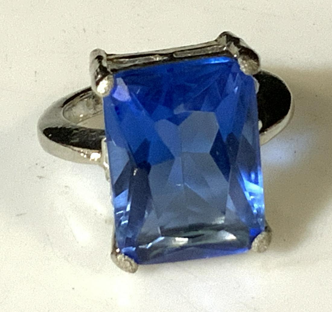 Large Crystal Costume Sapphire Cocktail Ring. (1 of 8)