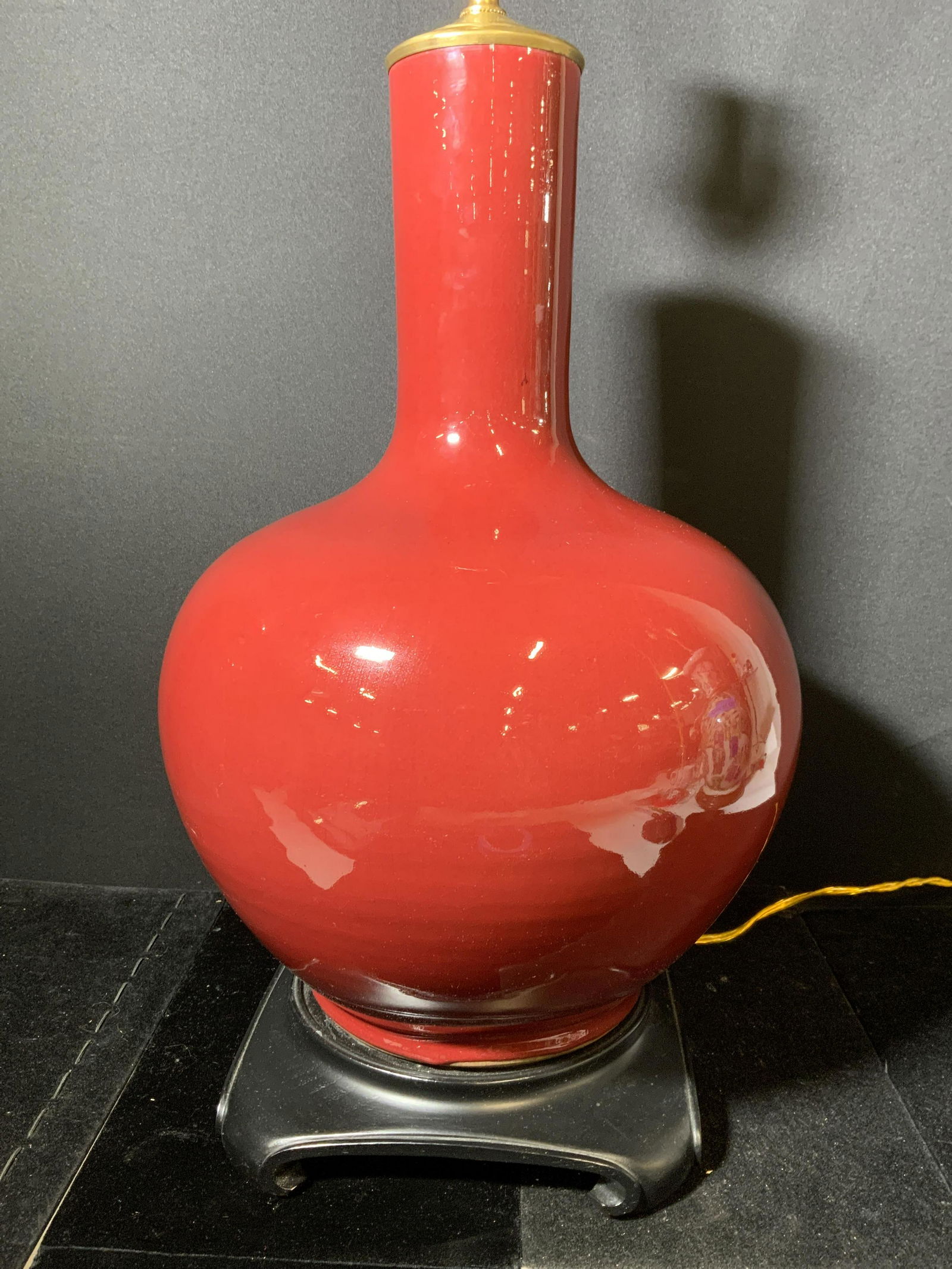 Glazed Ceramic Oxblood Tabletop Lamp (1 of 8)