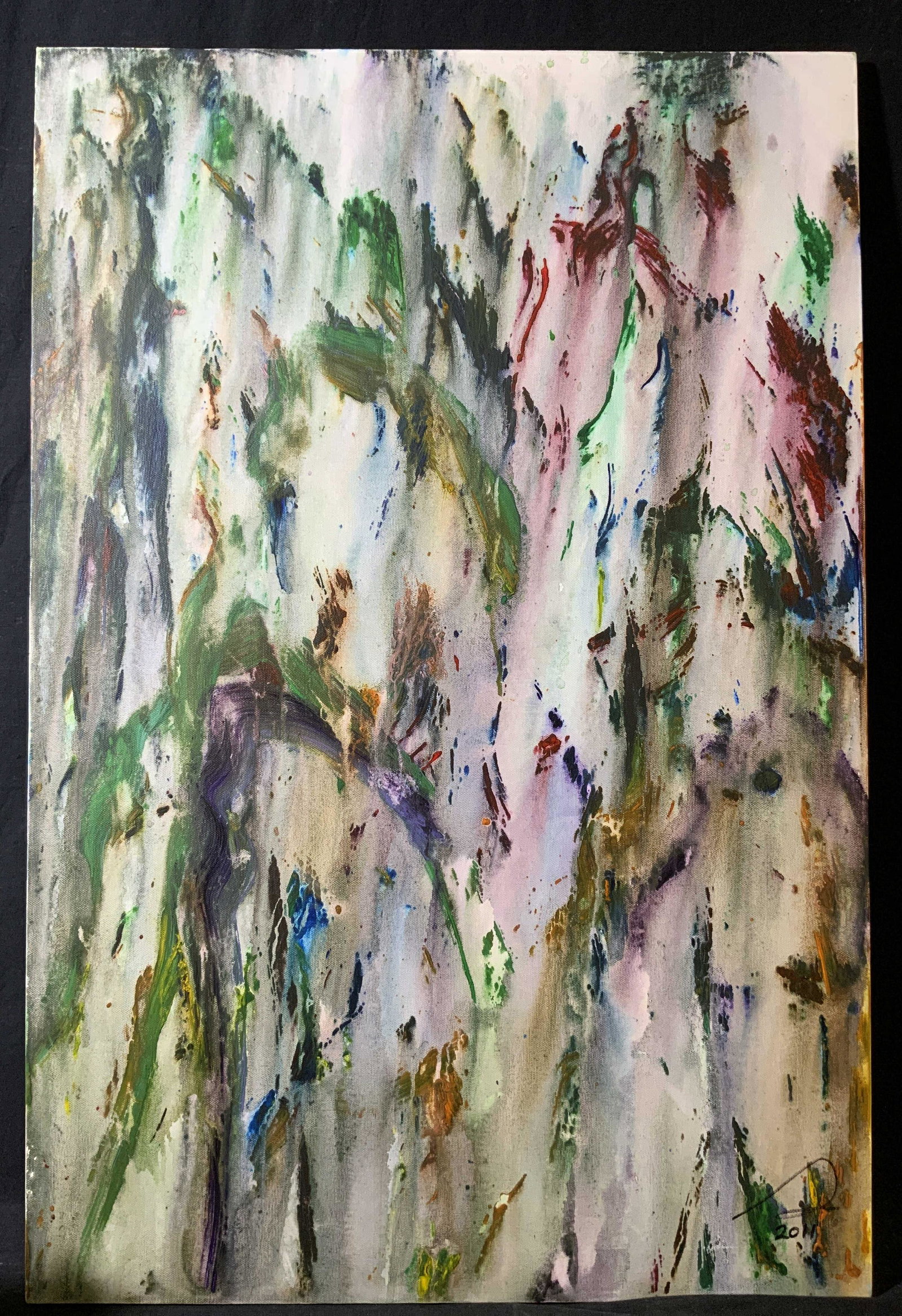 ATTR STANLEY LINDWASSER Natural Toned Abstract: ATTR STANLEY LINDWASSER Neutral Toned Abstract, signature to lower right reads ‘S 2011’, verso reads ‘2011 222’, subject an acrylic painting on stretched canvas of abstract colors of nature, m