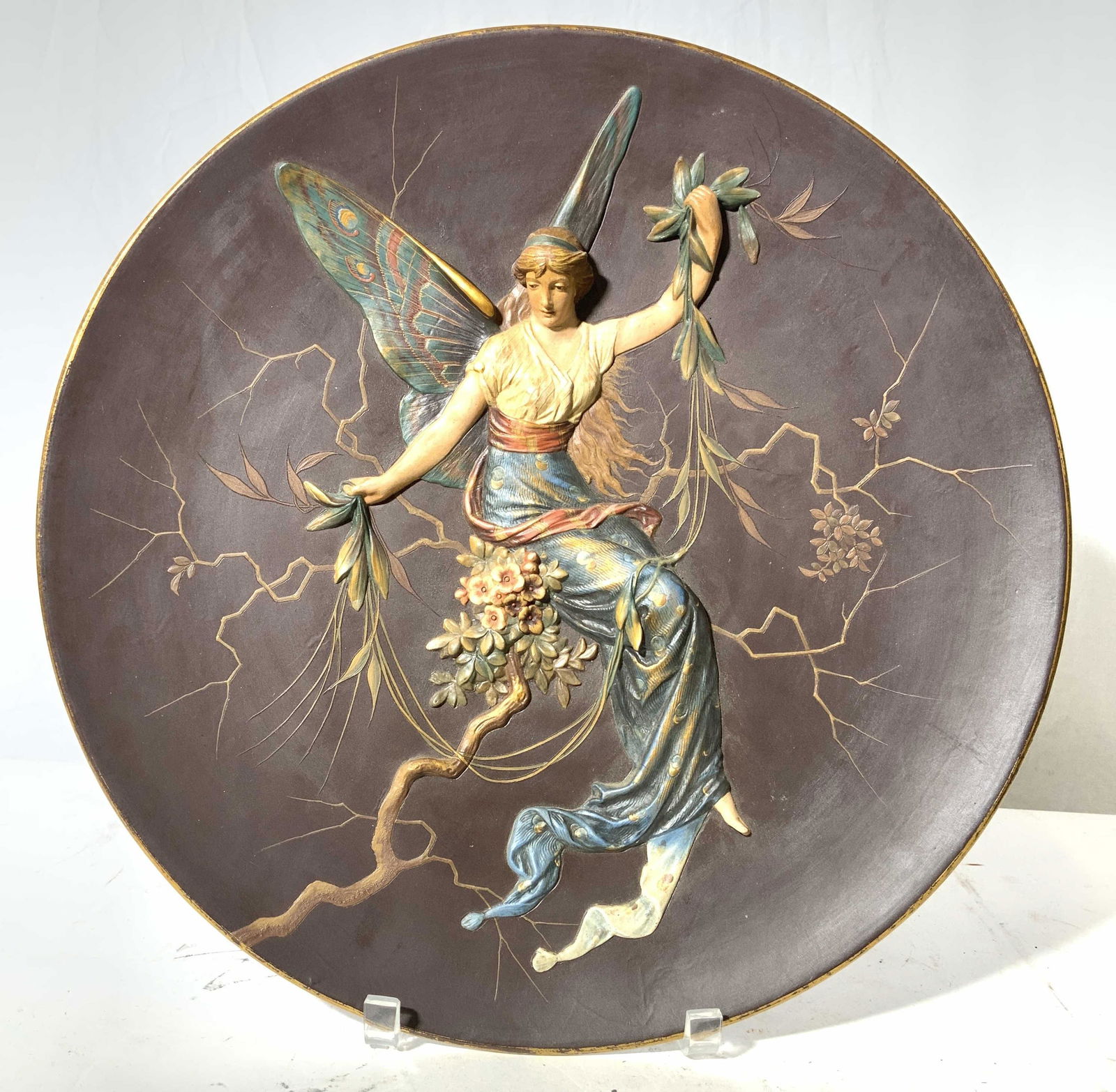 METTLACH Ceramic Plate W Beveled Fairy Figure (1 of 8)