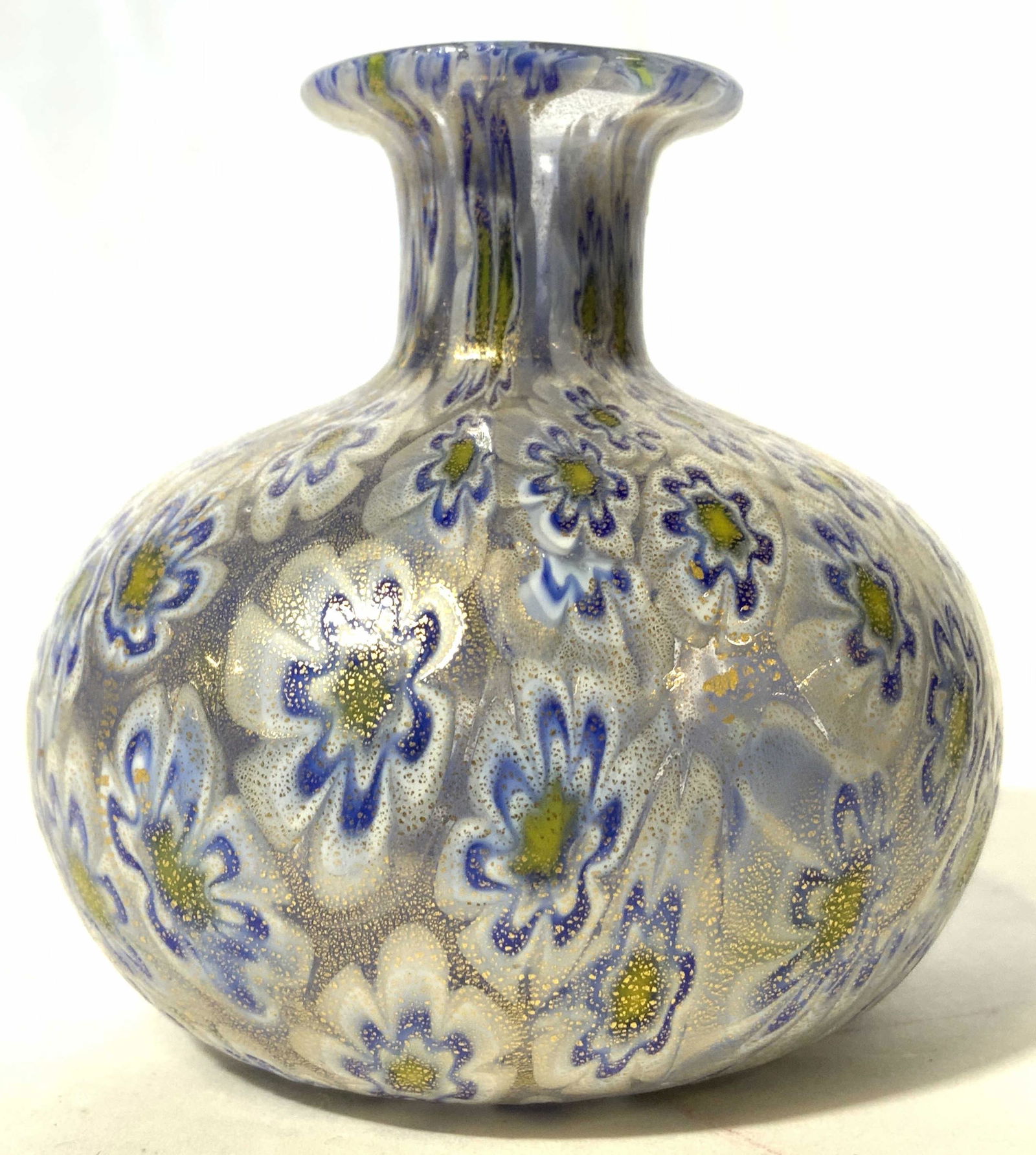Millefiori Murano Glass Bud Vase W Gold Fleck (1 of 7)