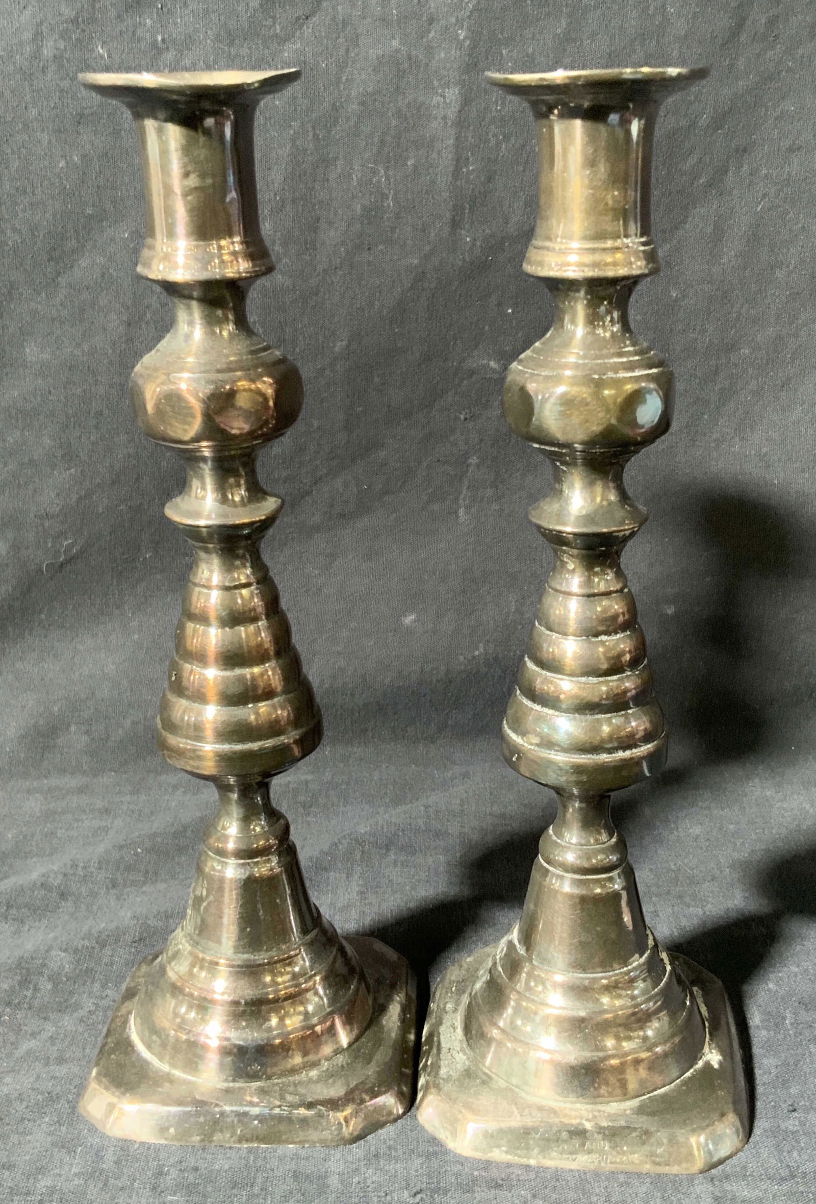 Pair Vintage English Silver Tn Metal Candlesticks (1 of 8)