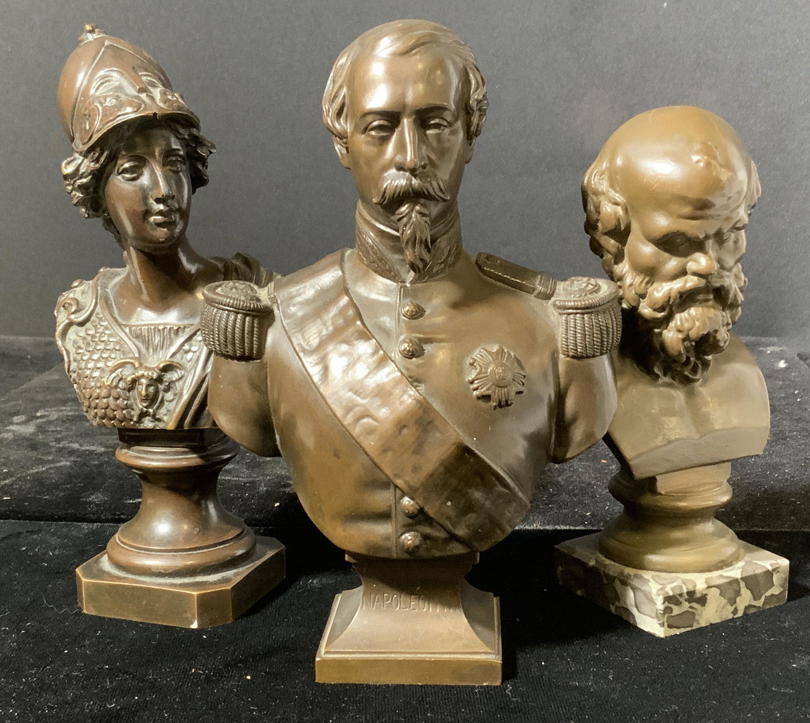 Lot 3 Signed 19th C Bronze Busts Figures (1 of 8)