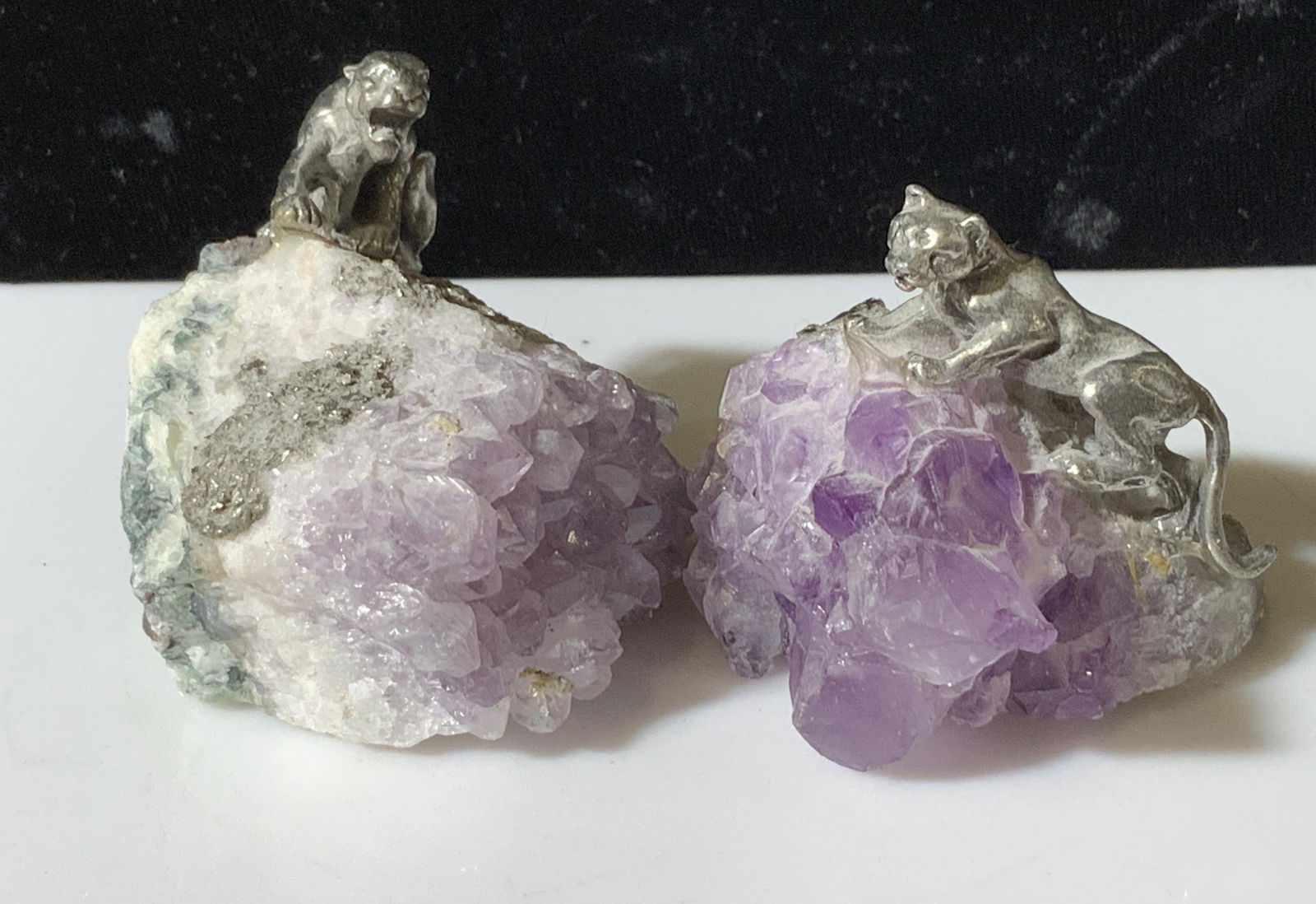 Amethyst Crystal Rock w Panther Figurine, 2 (1 of 7)