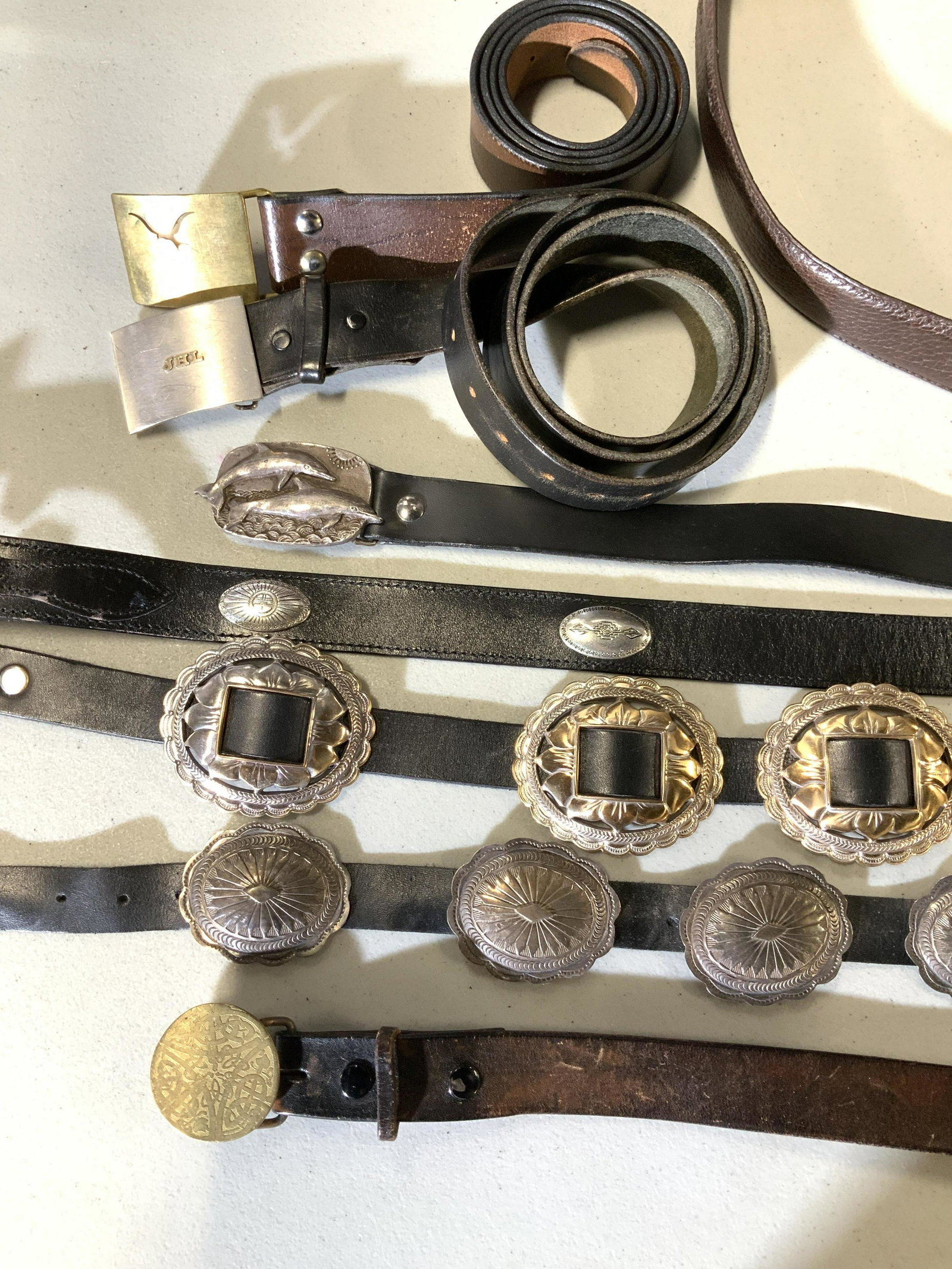 Grp Leather Belts w Artisanal Metalwork, 8 (1 of 6)