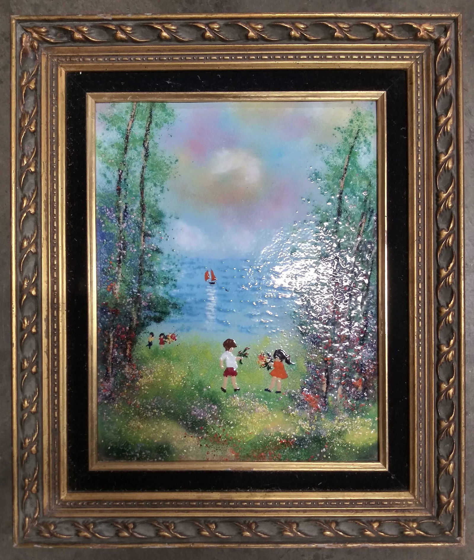 Framed Enamel on Mental Plate (1 of 6)