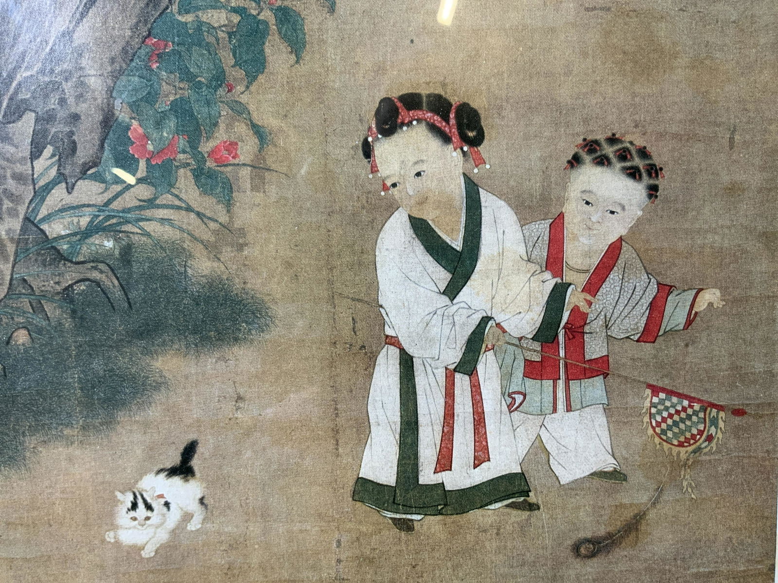 Two Playing Children Lithograph, Asian Art (1 of 9)
