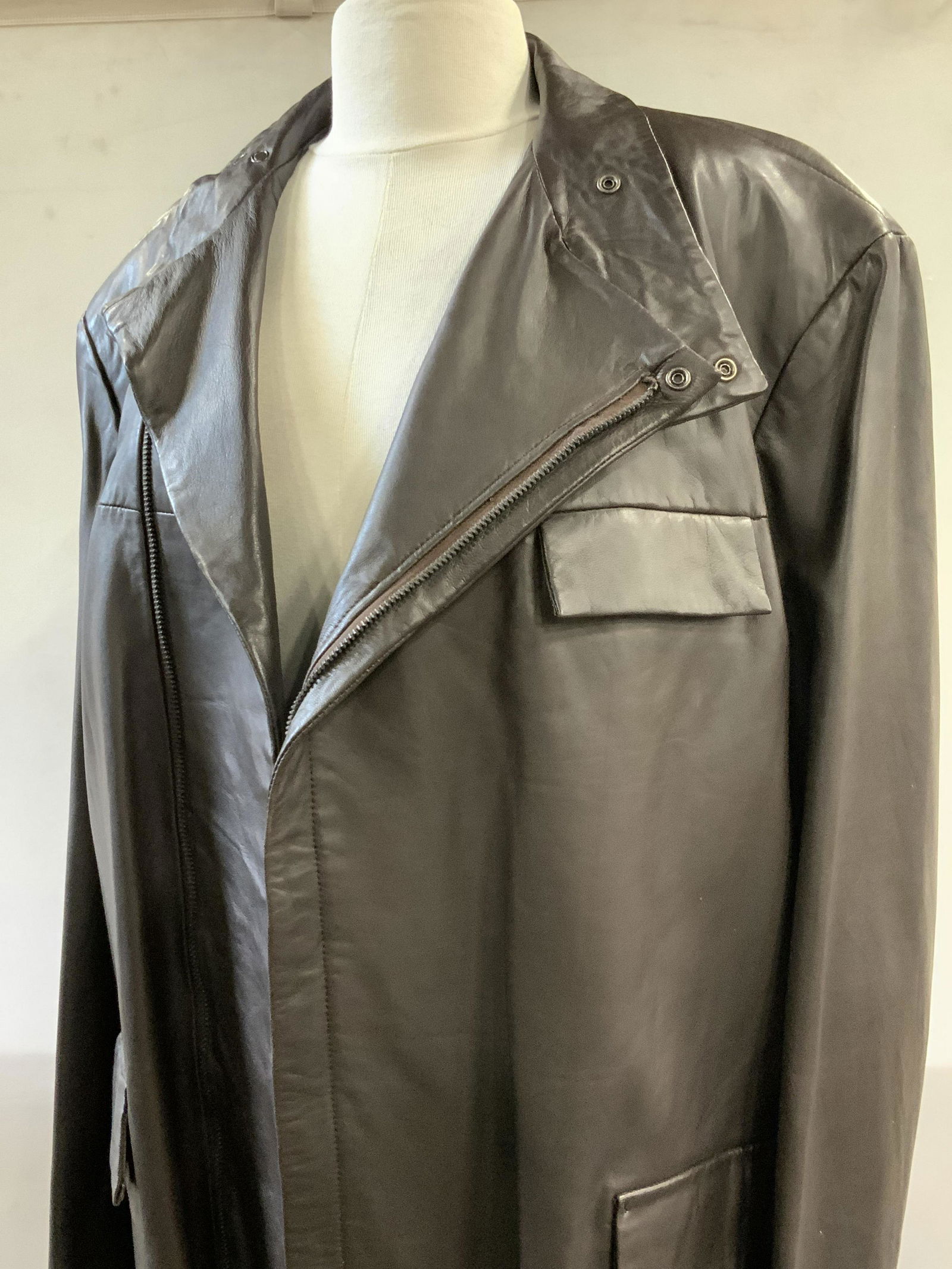 CALVIN KLIEN Calf Skin Classic Leather Jacket (1 of 8)