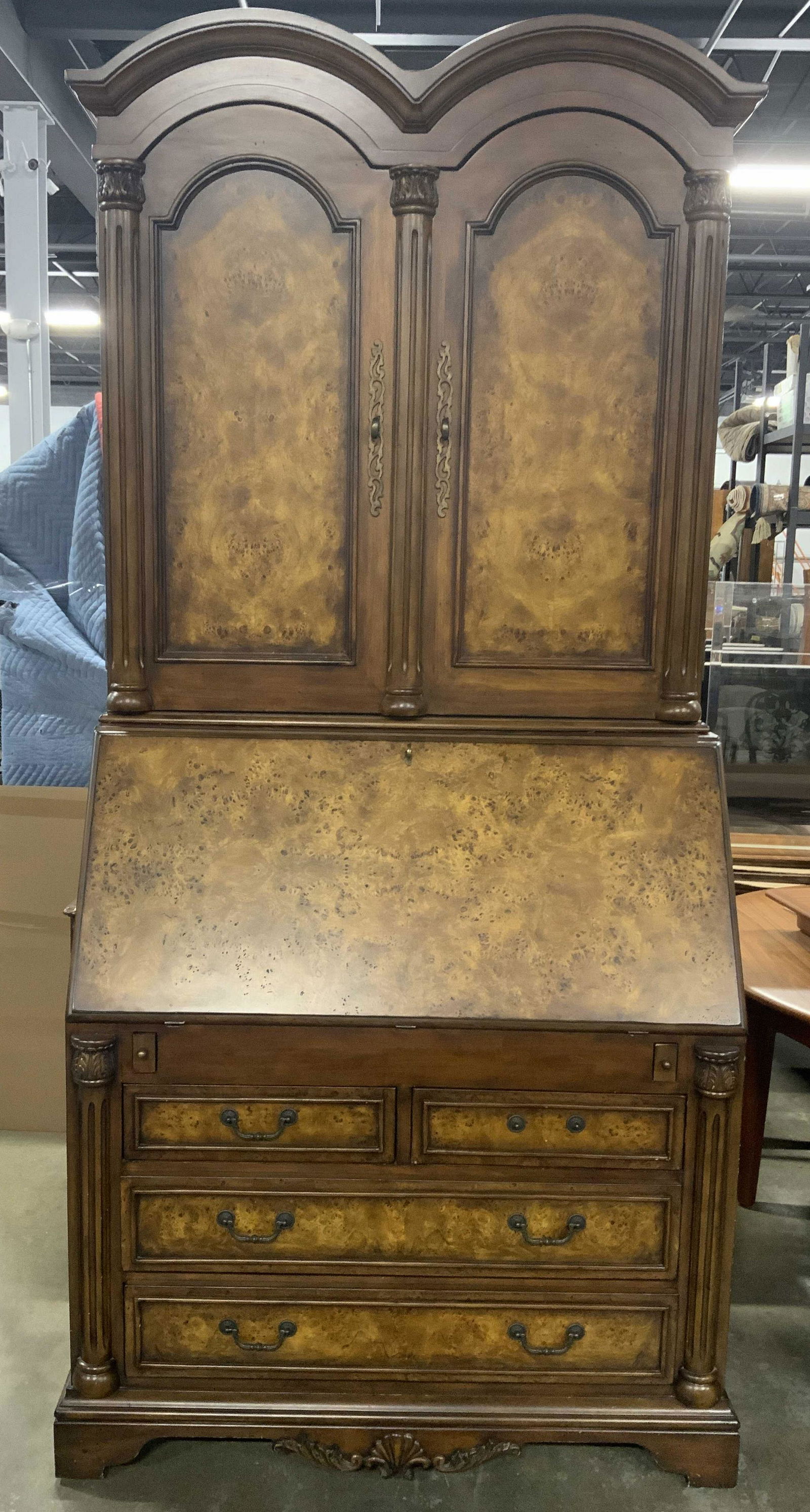 Vintage Carved Wooden Secretary Desk (1 of 16)