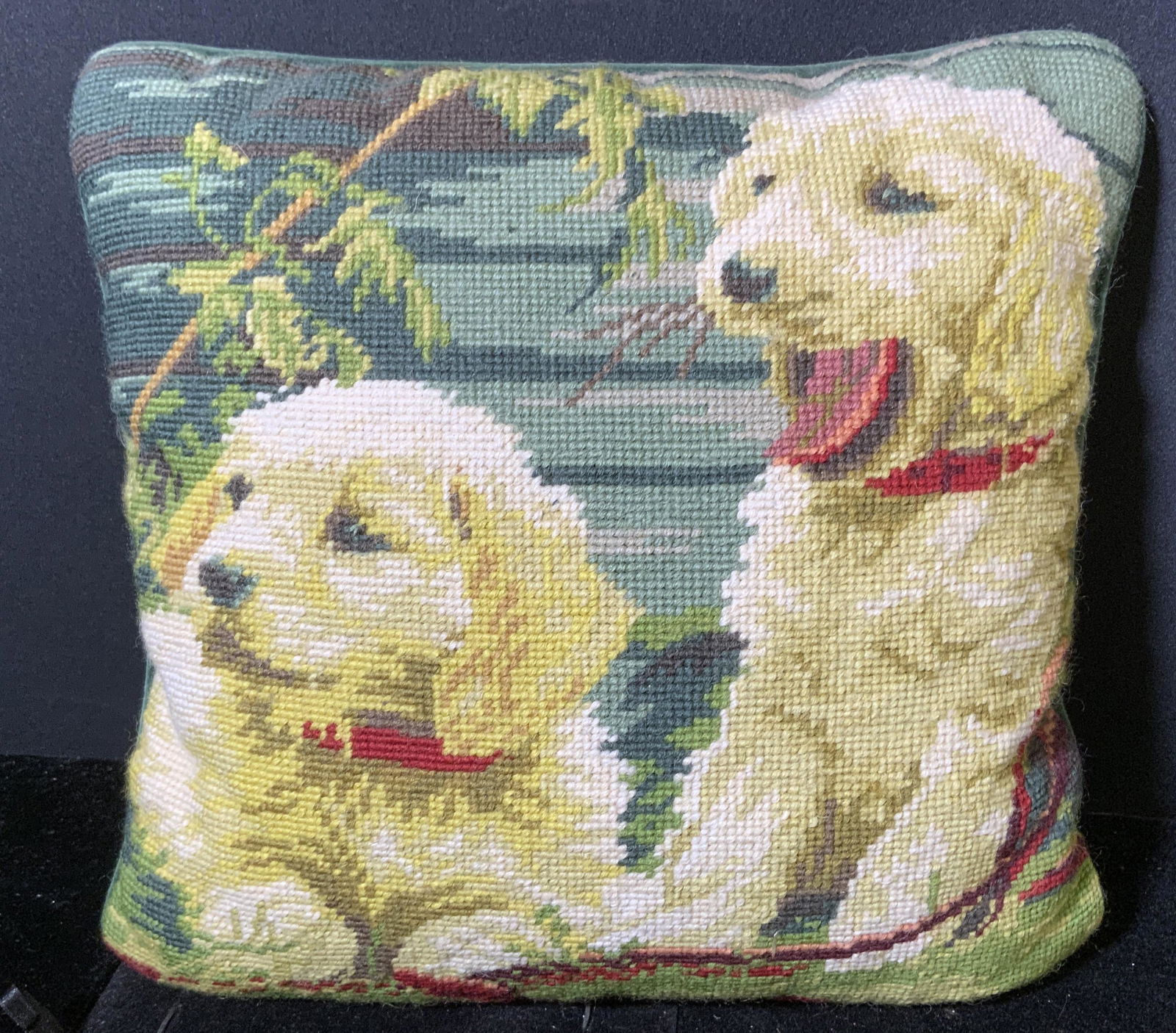 Needlepoint Puppy Throw Pillow (1 of 5)