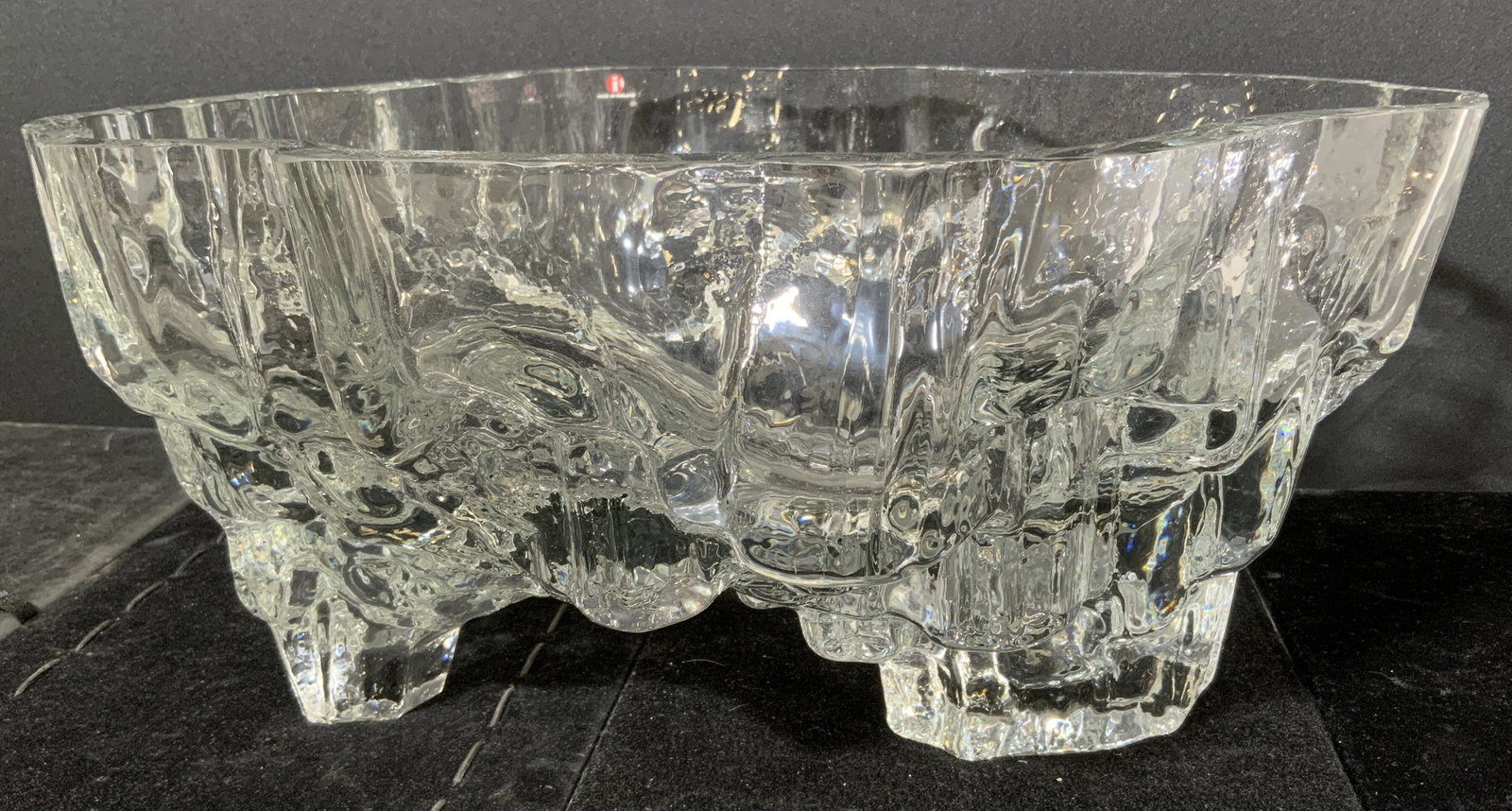MCM TAPIO WIRKKALA Iceberg Vessel, Finland: Vintage MCM footed vessel, signed on its underside TAPIO WIRKKALA. Resembles an iceberg. Labeled MADE IN FINLAND. Wear is consistent with age and use, scratches and general surface wear present. Measu
