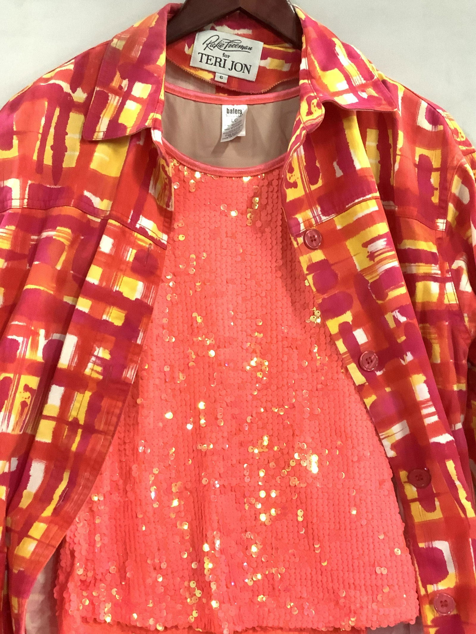 Vntg Sequined Tank and Cotton Tunic Jacket, Ladies (1 of 6)
