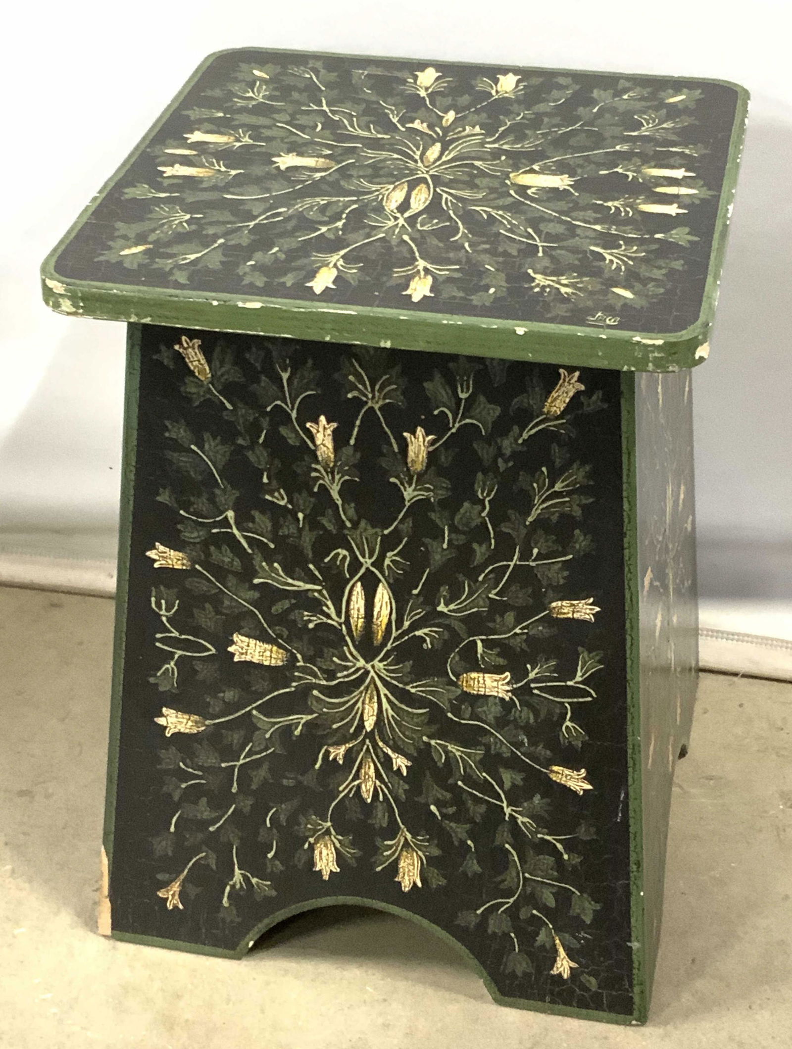 Vintage Hand Painted Wooden Flip Top Stool (1 of 10)
